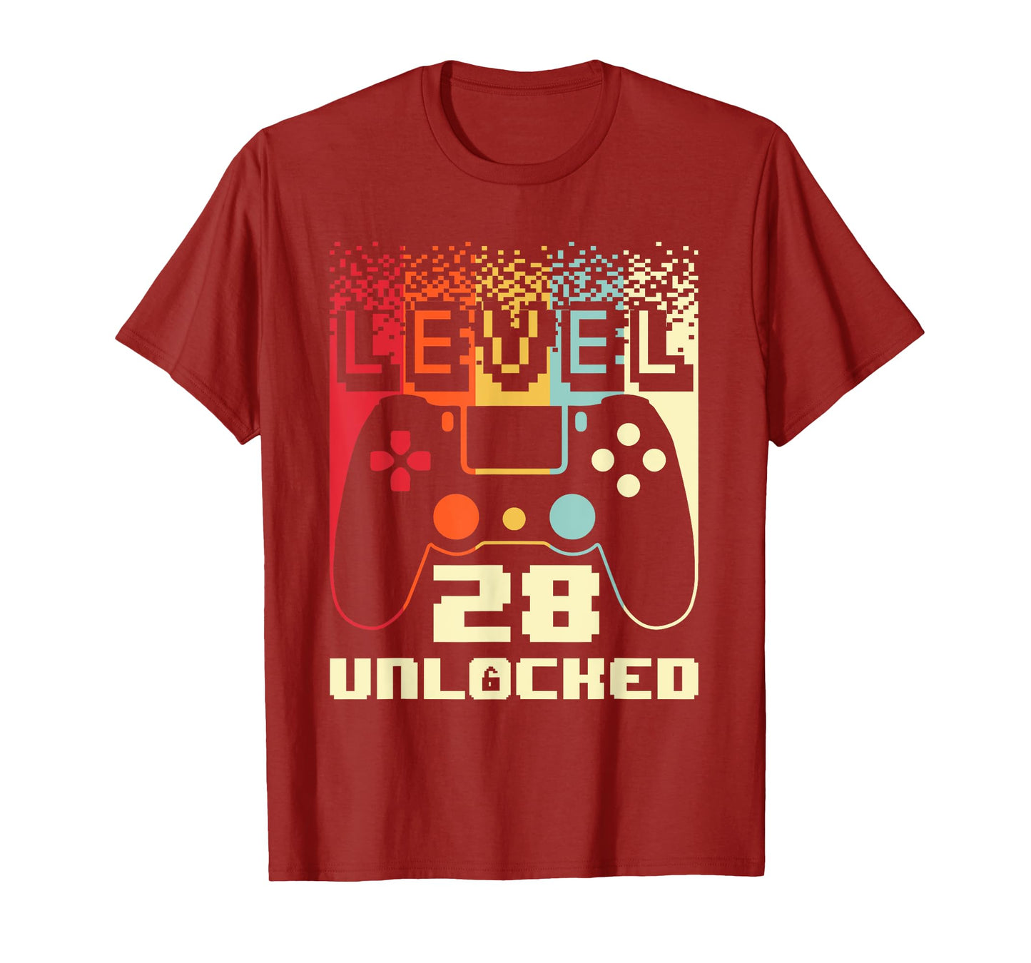 28th Birthday For Men Level 28 Unlocked Gamer 28 Year Old T-Shirt