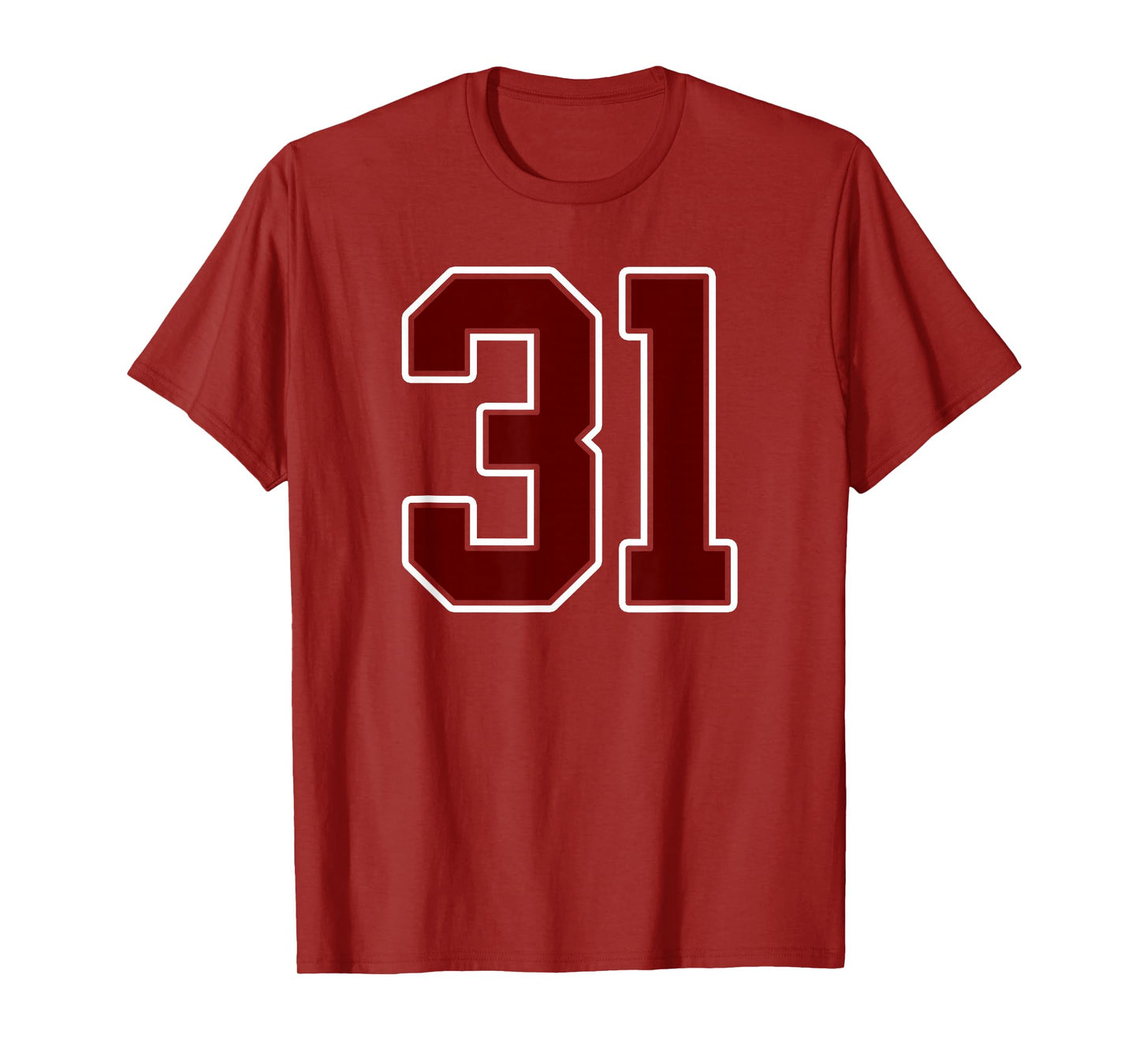 Maroon and White Number 31 Jersey Player Uniform #31 Fan T-Shirt