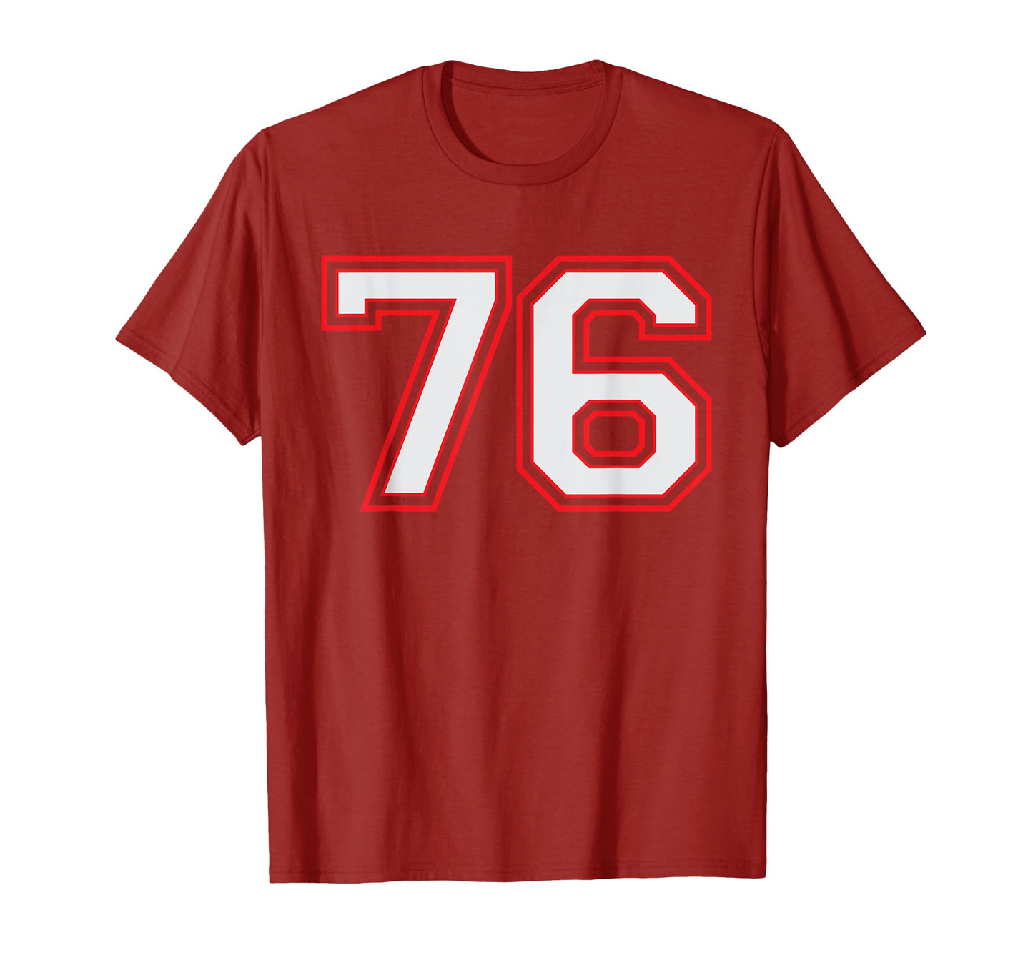 Red Number 76 Sports Player Jersey Fun Game Winner #76 Lucky T-Shirt