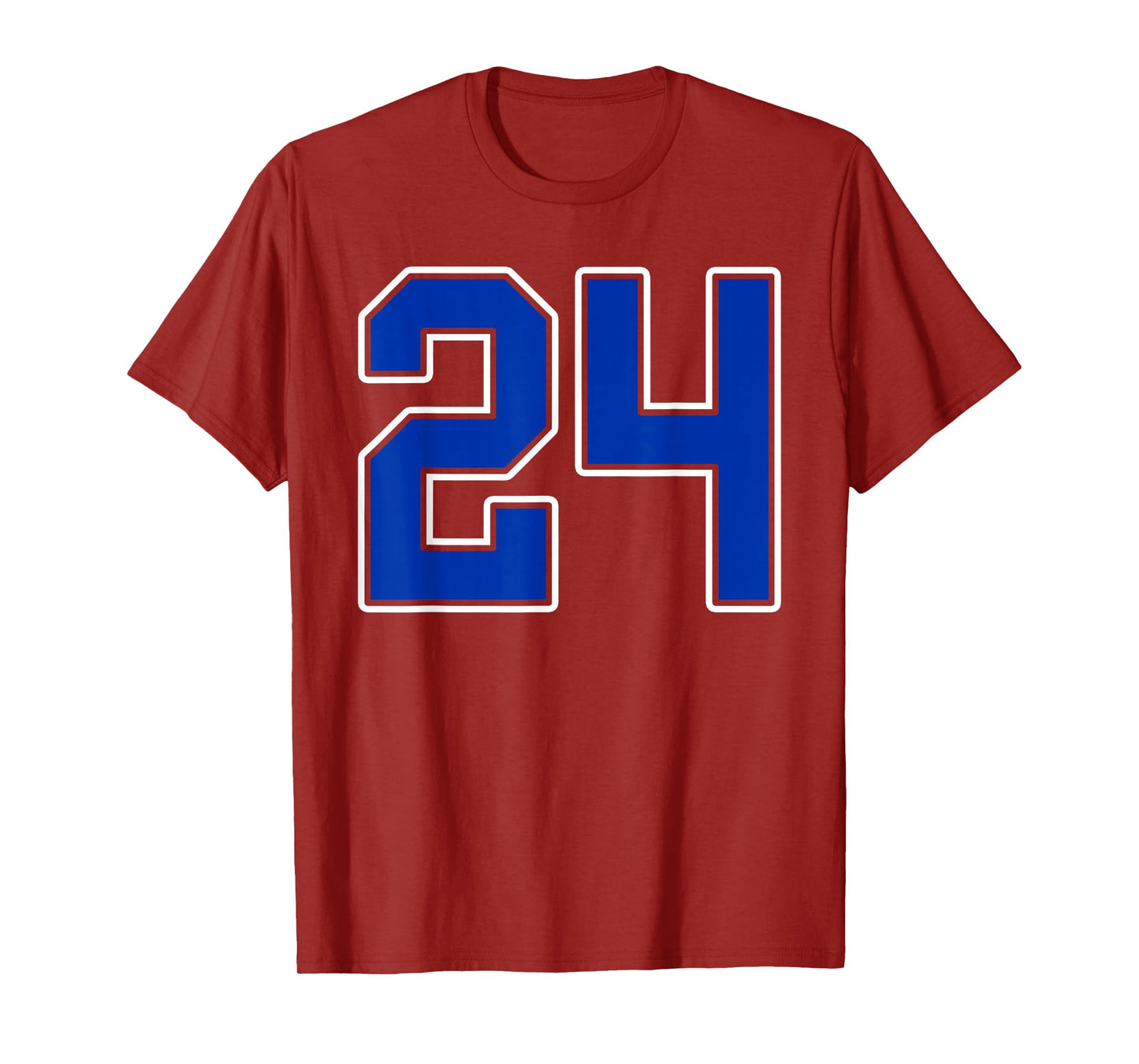 Royal Blue White Number 24 Jersey Player Uniform #24 T-Shirt