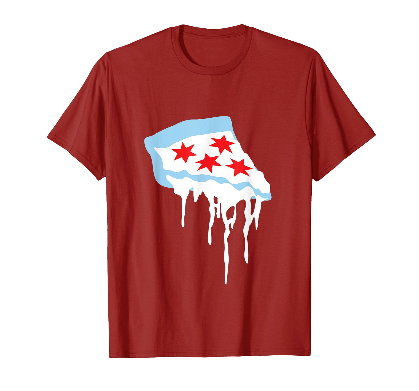 Katie Art Designs Men's Chicago Flag Pizza T-Shirt, Black, Small