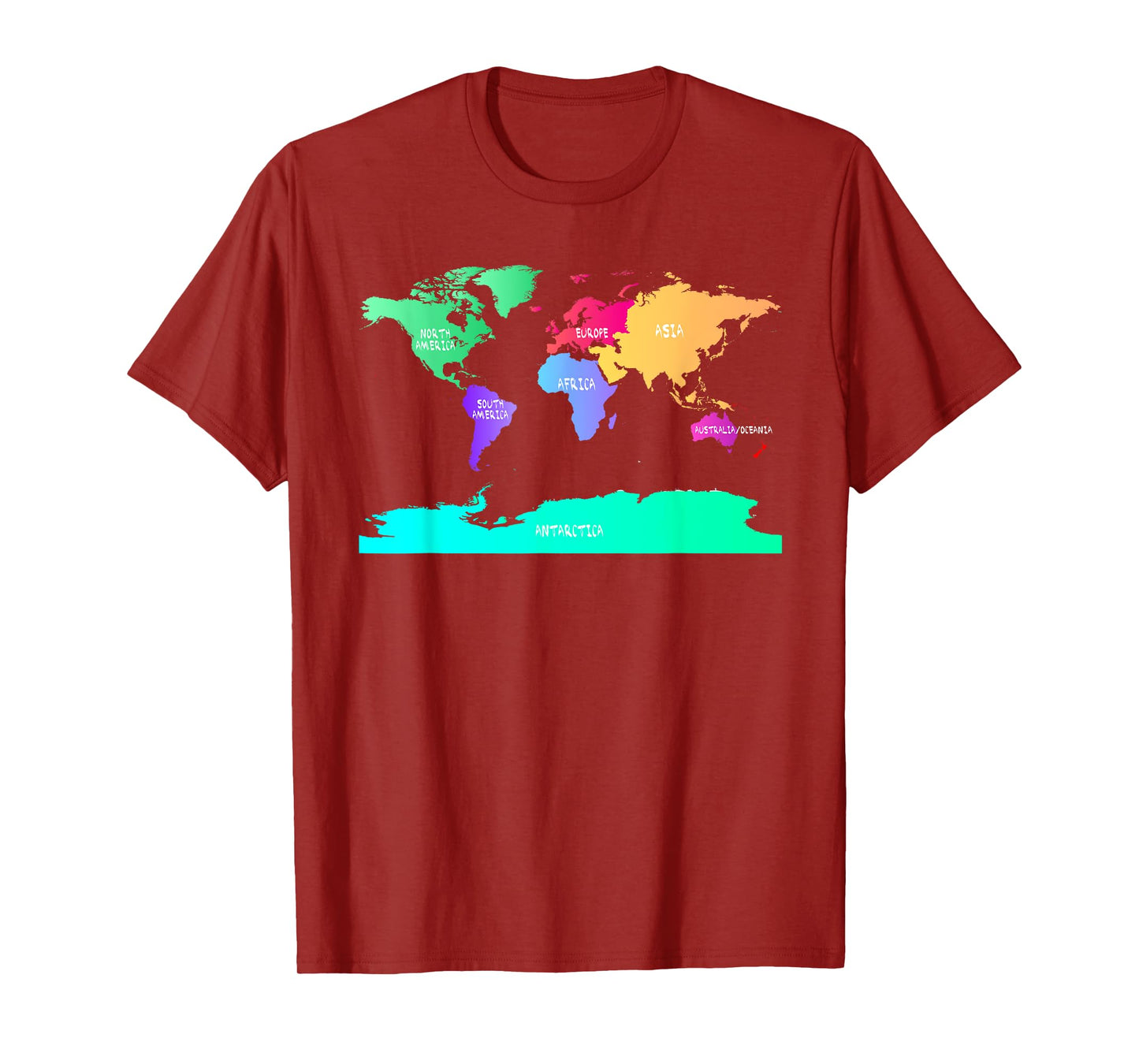 World Map of All Seven Continents T-Shirt T-Shirt