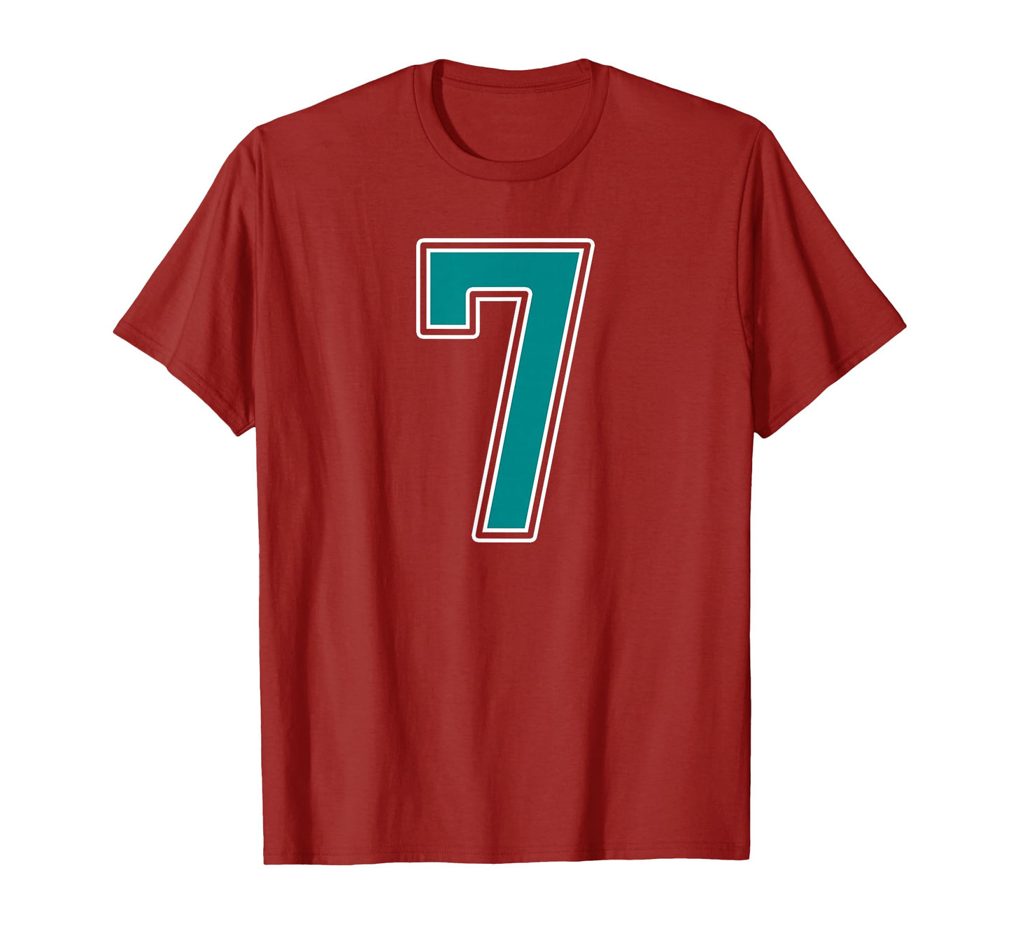 Teal and White Number 7 Jersey Player Uniform #7 Fan T-Shirt