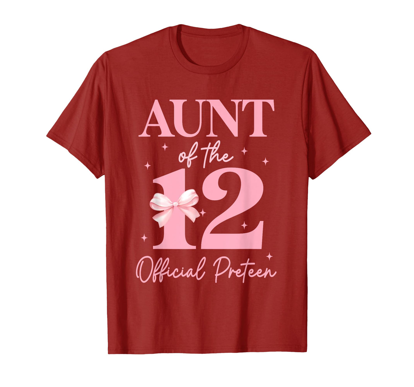 Aunt of the 12 Official Pre-Teen Birthday Girl 12th Bow T-Shirt