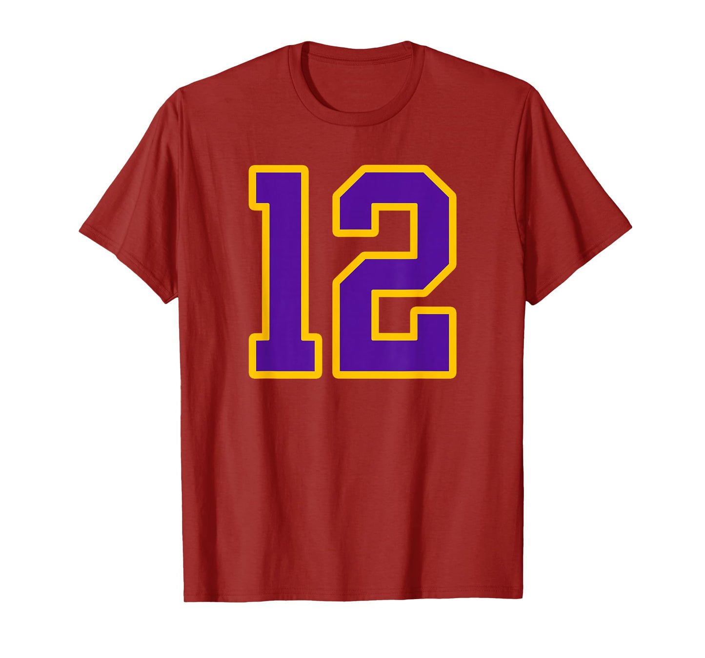 Purple and Gold Number 12 Jersey Player Uniform #12 Fan T-Shirt