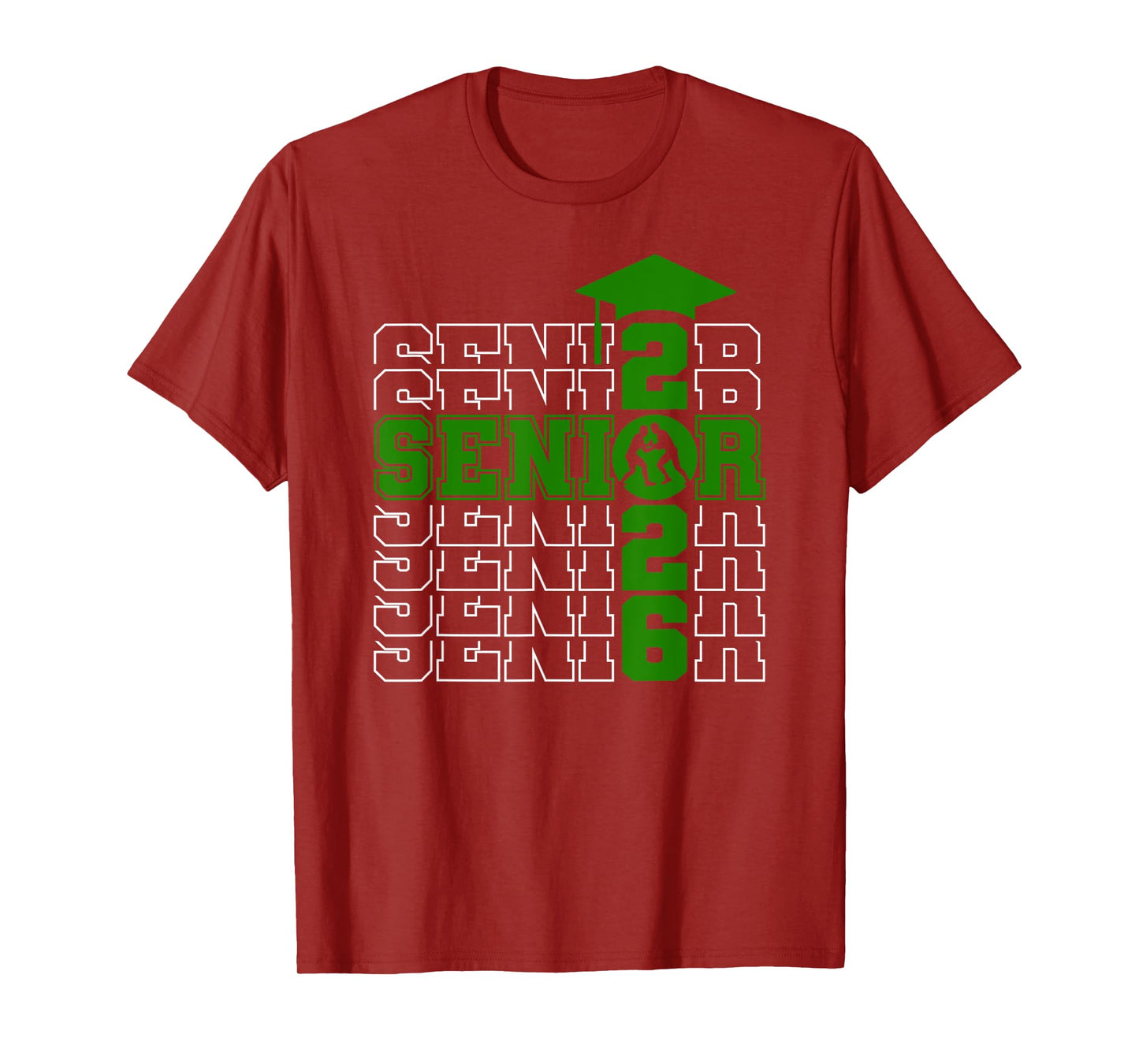 Senior Class Of 2026 Graduation 2026 Green Wrestling T-Shirt