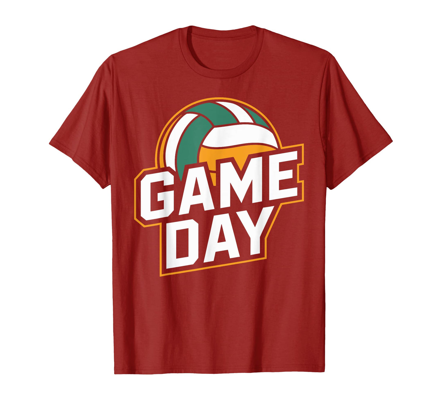 Game Day Volleyball Sport Colorful White, Green Ball Graphic T-Shirt