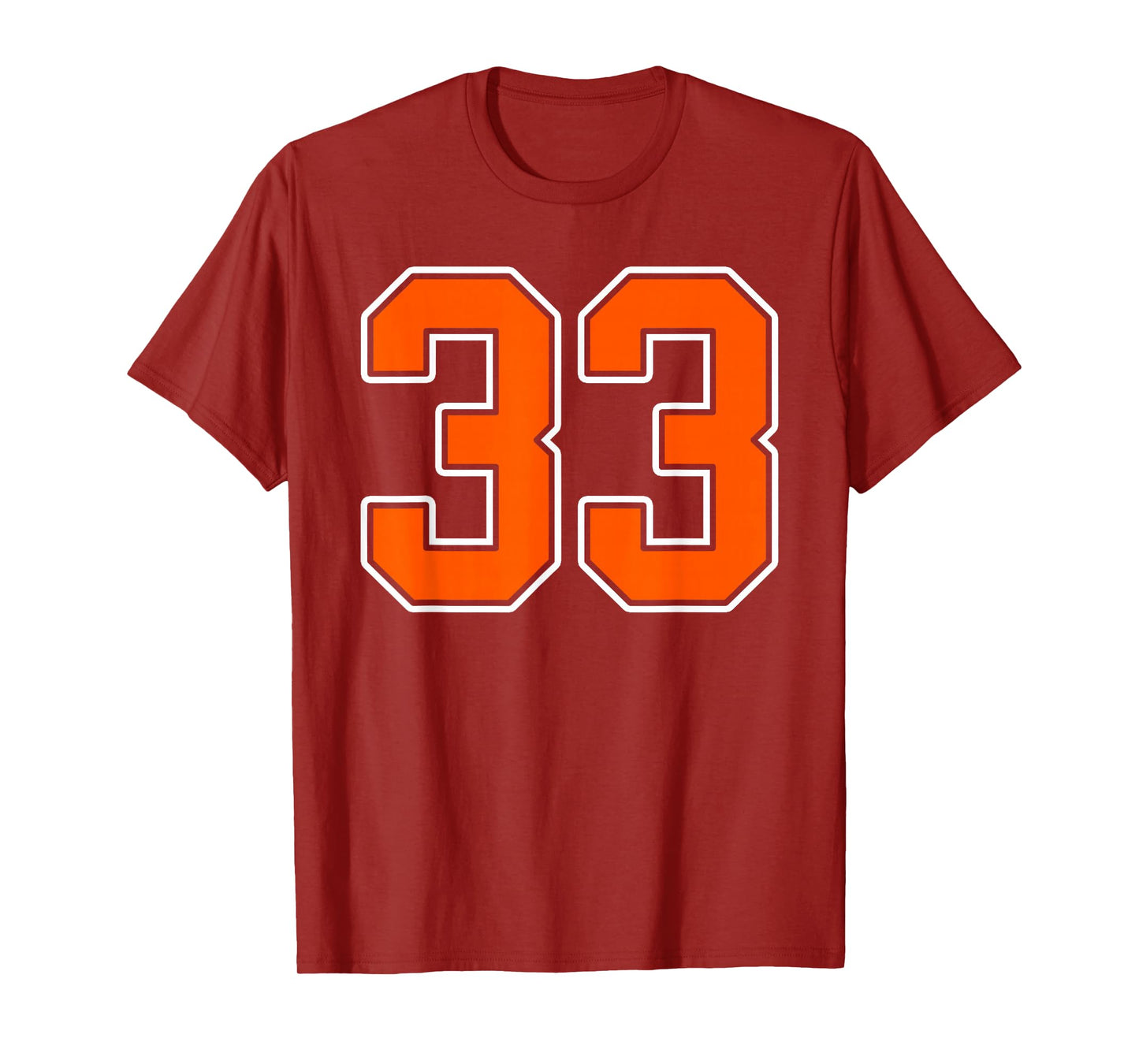 Orange White Number 33 Jersey Player Uniform #33 T-Shirt