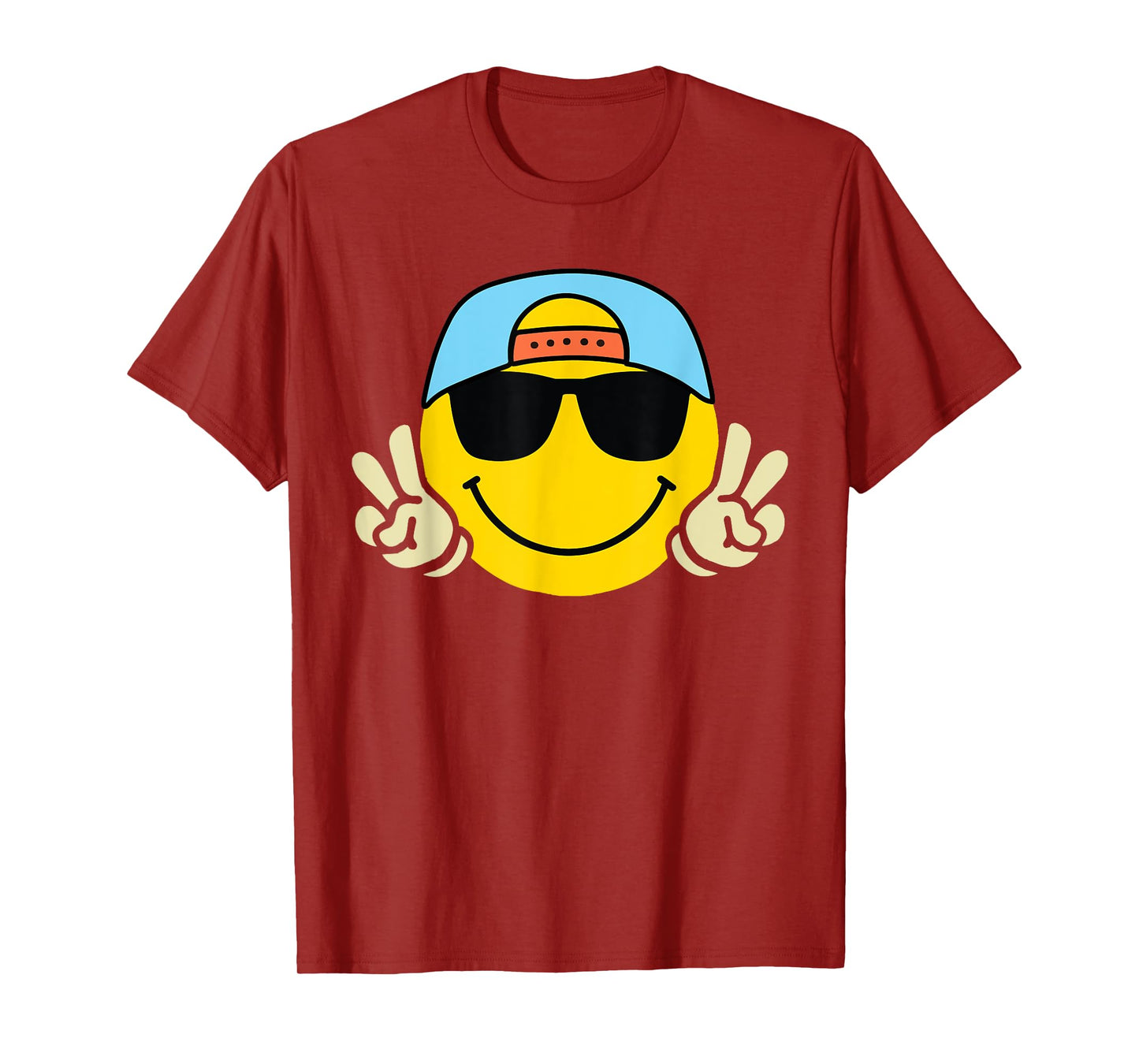 Yellow Smile Face Cute Checkered Peace Smiling Happy Face T-Shirt