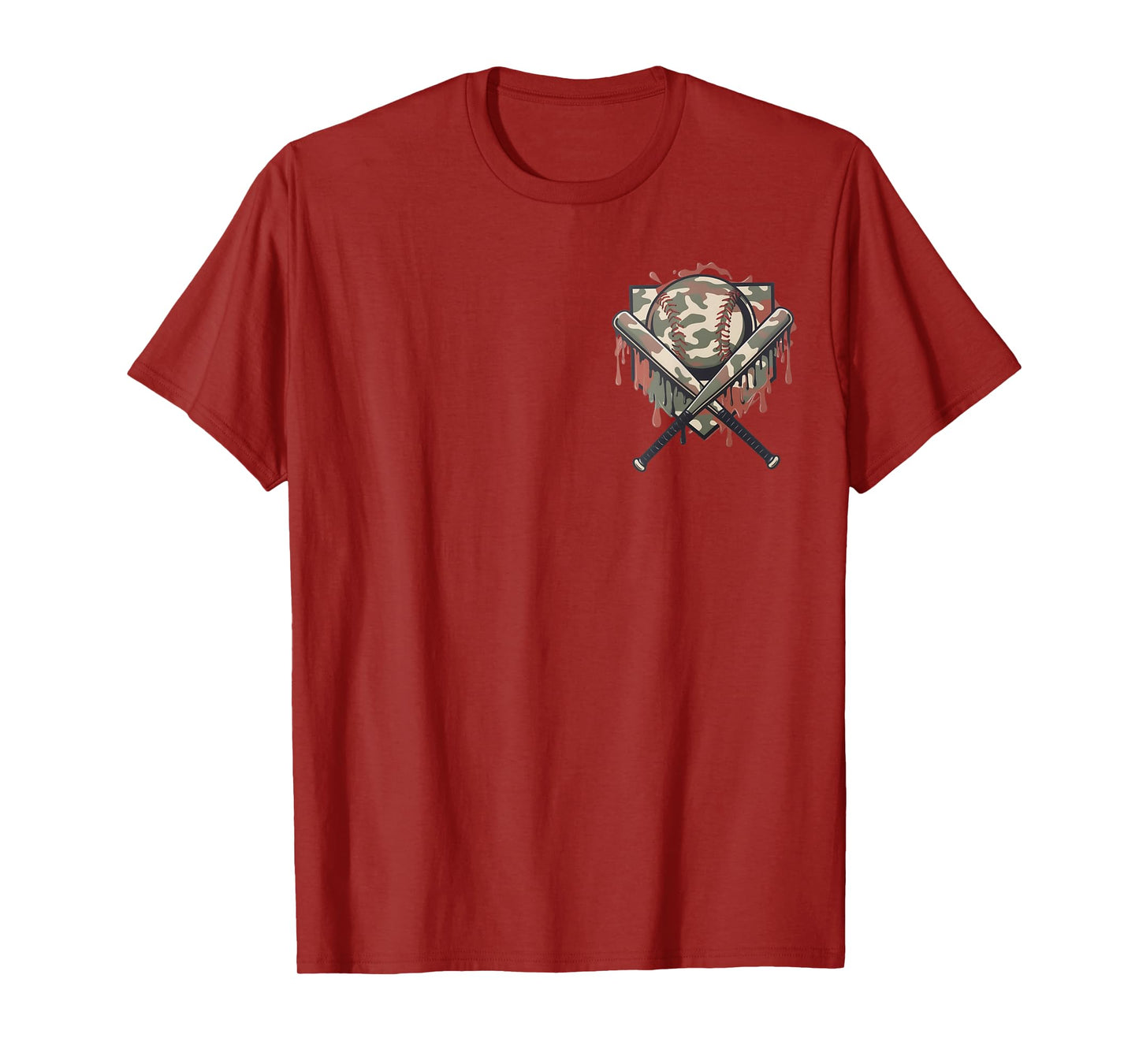 Camo Baseball Drip Shirt Boys Ice Cream Dripping Pocket T-Shirt