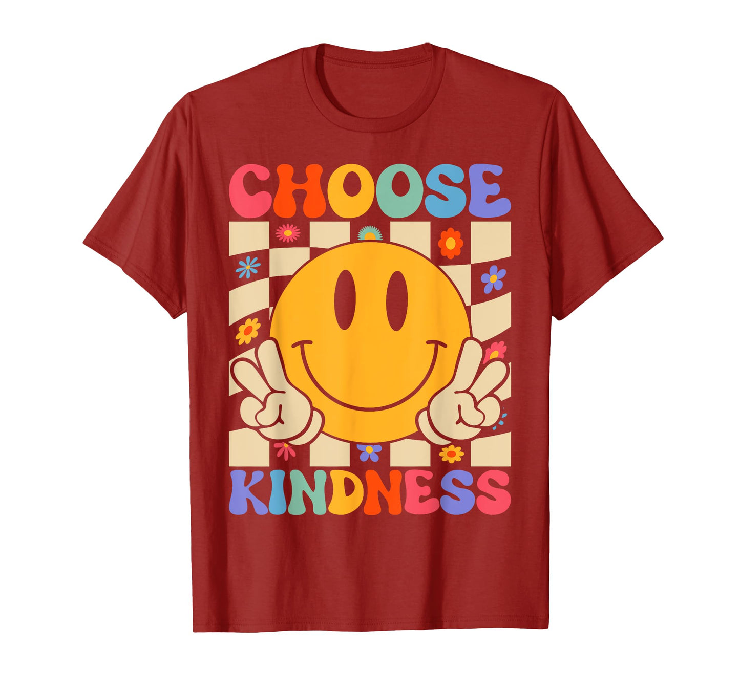 Retro Groovy Choose Kindness Men Women Kids Be Kind Positive T-Shirt