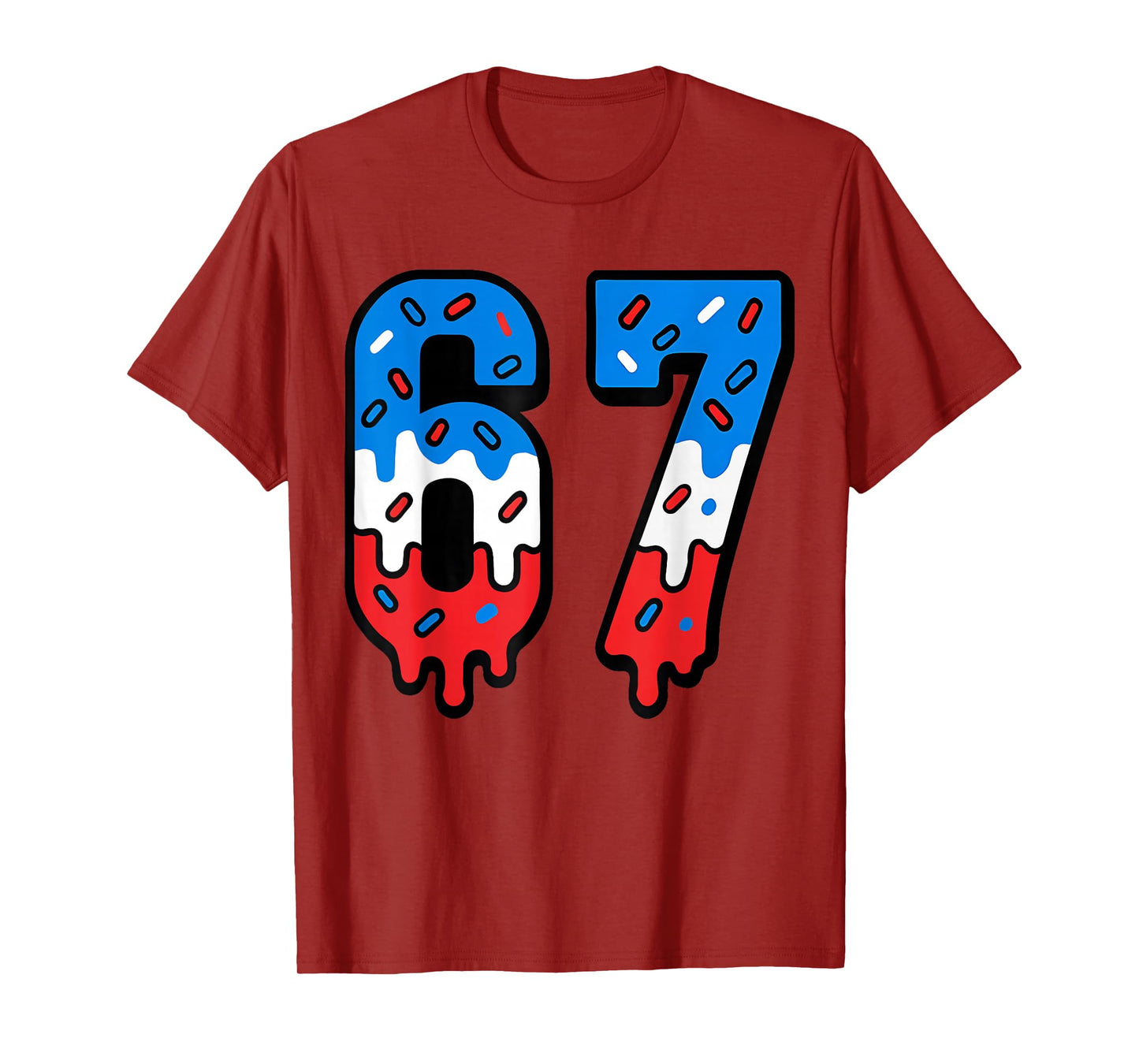 67 Ice Cream Drip USA Meme Six Seven Gen Alpha Slang T-Shirt