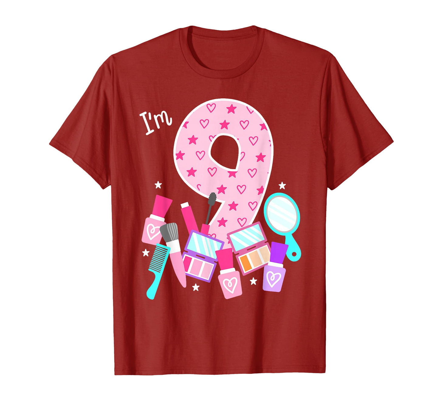 Spa Birthday Party I'm 9 Girls Makeup 9th Bday Kids Toddlers T-Shirt