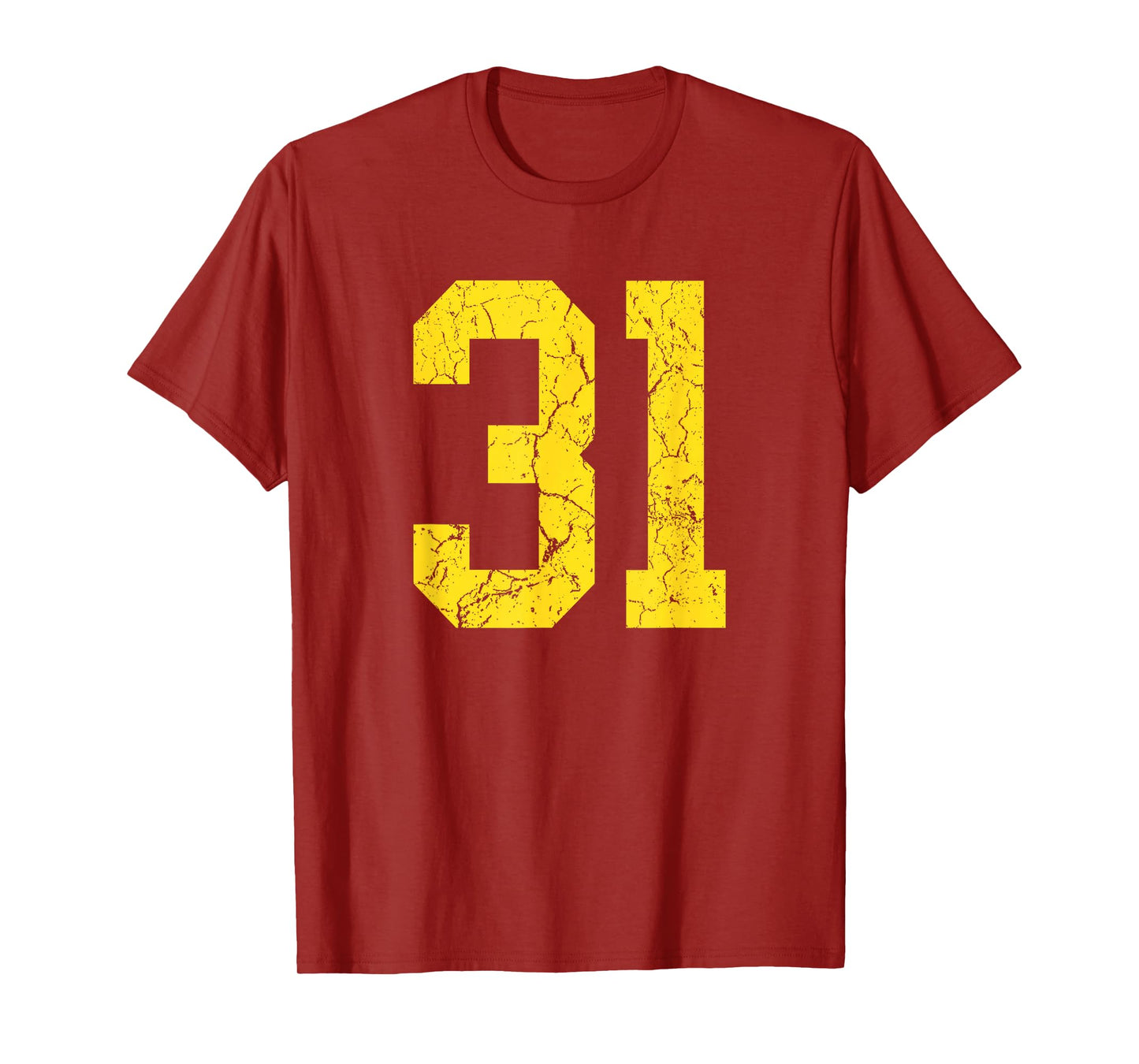 Distressed Bright Gold Number 31 Jersey Player Uniform #31 T-Shirt