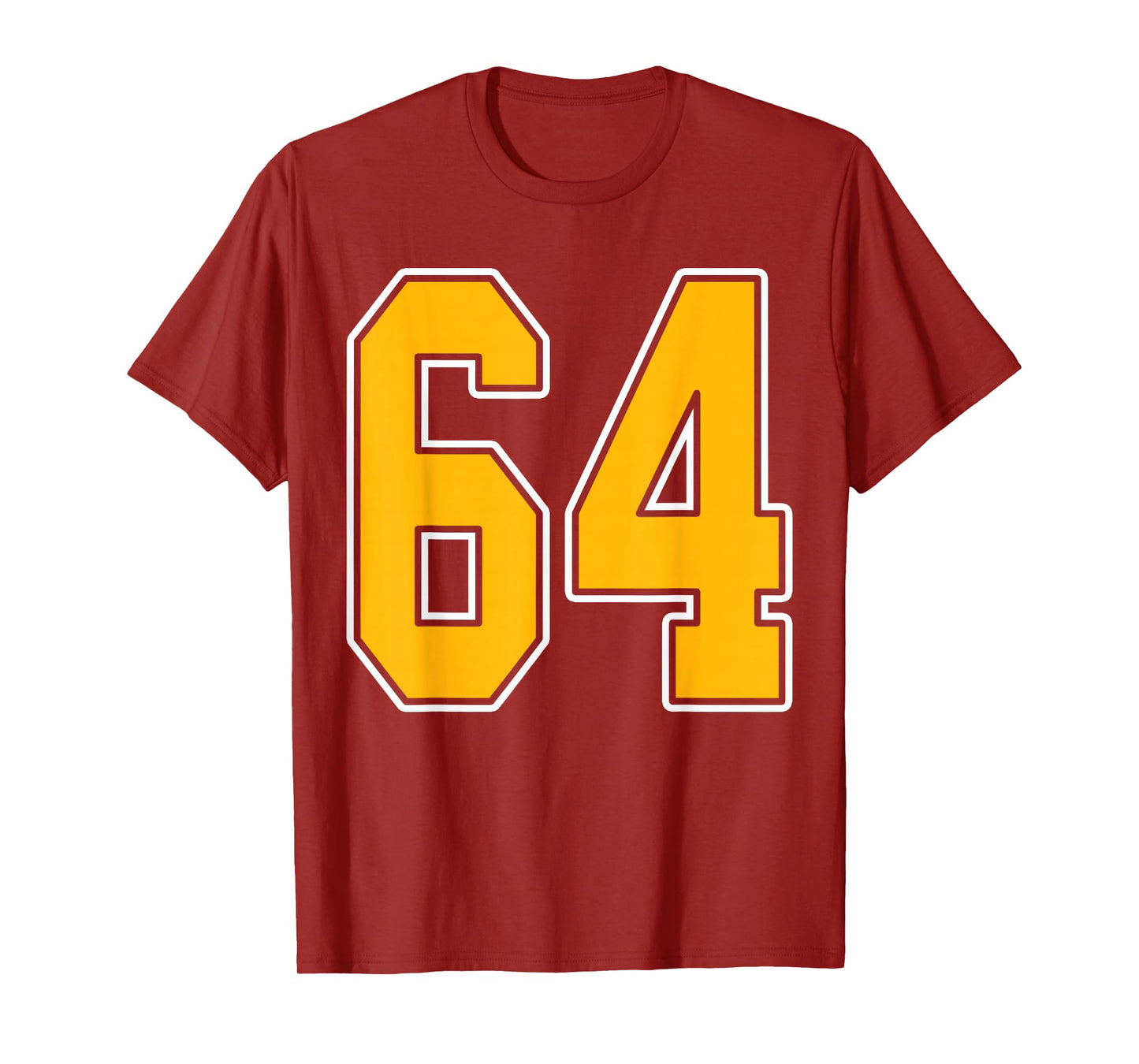 Gold and White Sports Number 64 Jersey Uniform Player T-Shirt