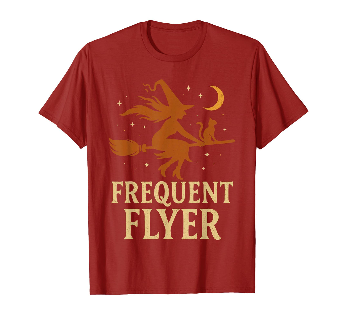 Frequent Flyer Witch Shirt Women, Halloween Witch Hat Broom T-Shirt