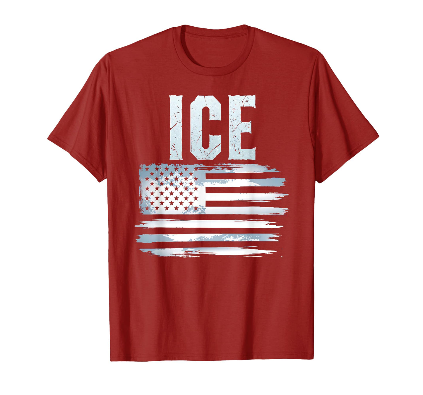 ICE American Flag USA Bold Distressed Police T-Shirt