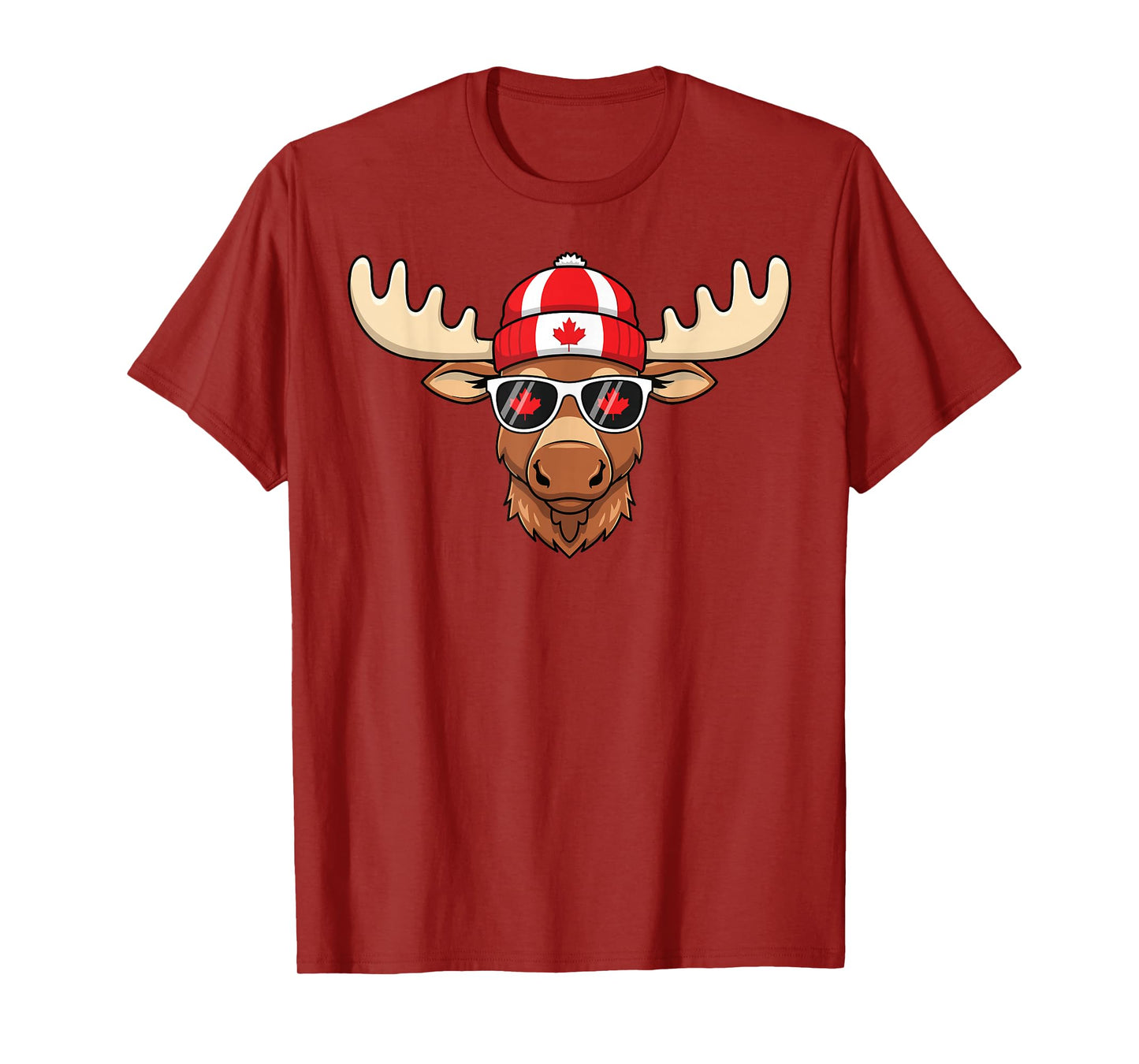 Canada Day Canadian Flag Maple Leaf Moose Sunglasses T-Shirt