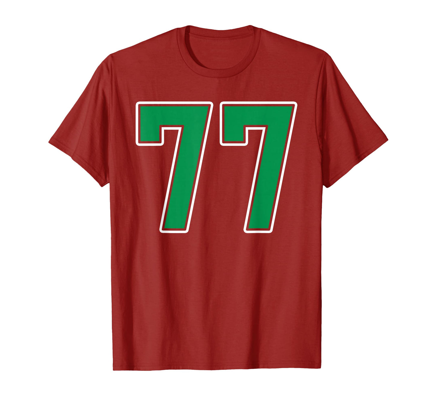Kelly Green White Number 77 Jersey Player Uniform #77 T-Shirt