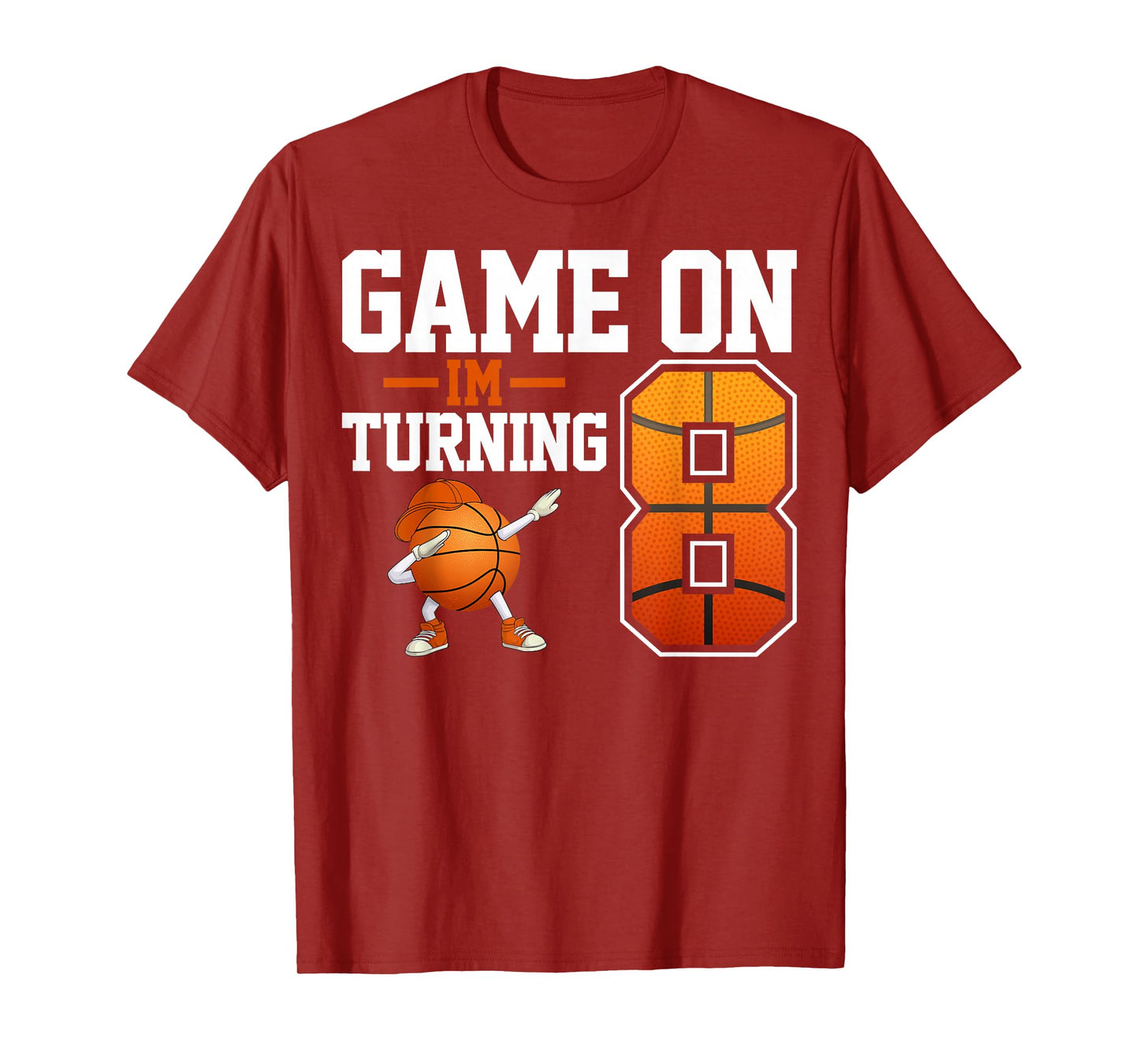 Kids 8th Birthday Dabbing Basketball Game On I'm Turning 8 T-Shirt