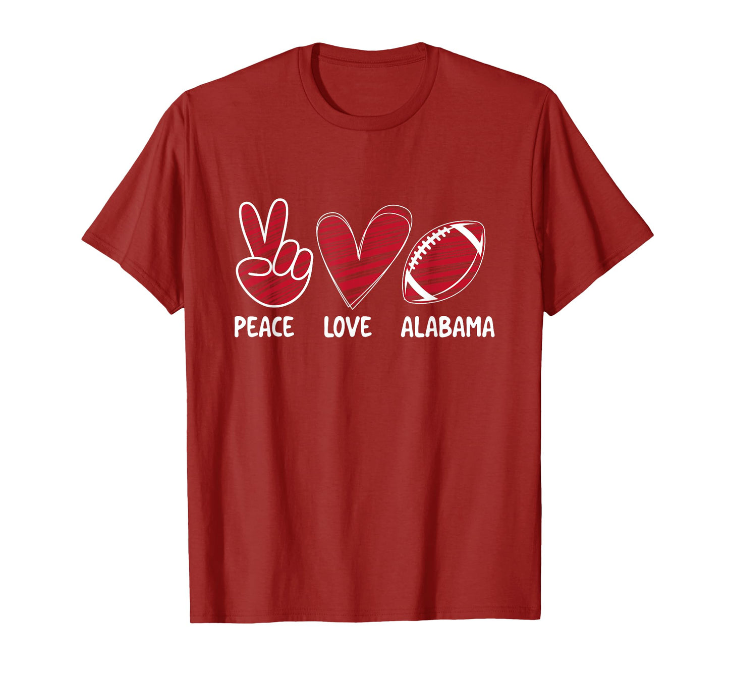 Peace Love Alabama - Alabama Football Lover Game Day T-Shirt