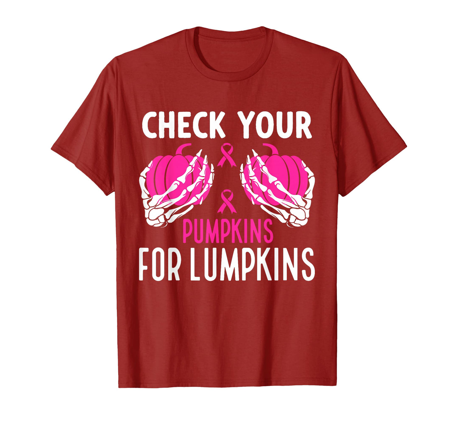 Check Your Pumpkins Funny Breast Cancer Awareness Halloween T-Shirt