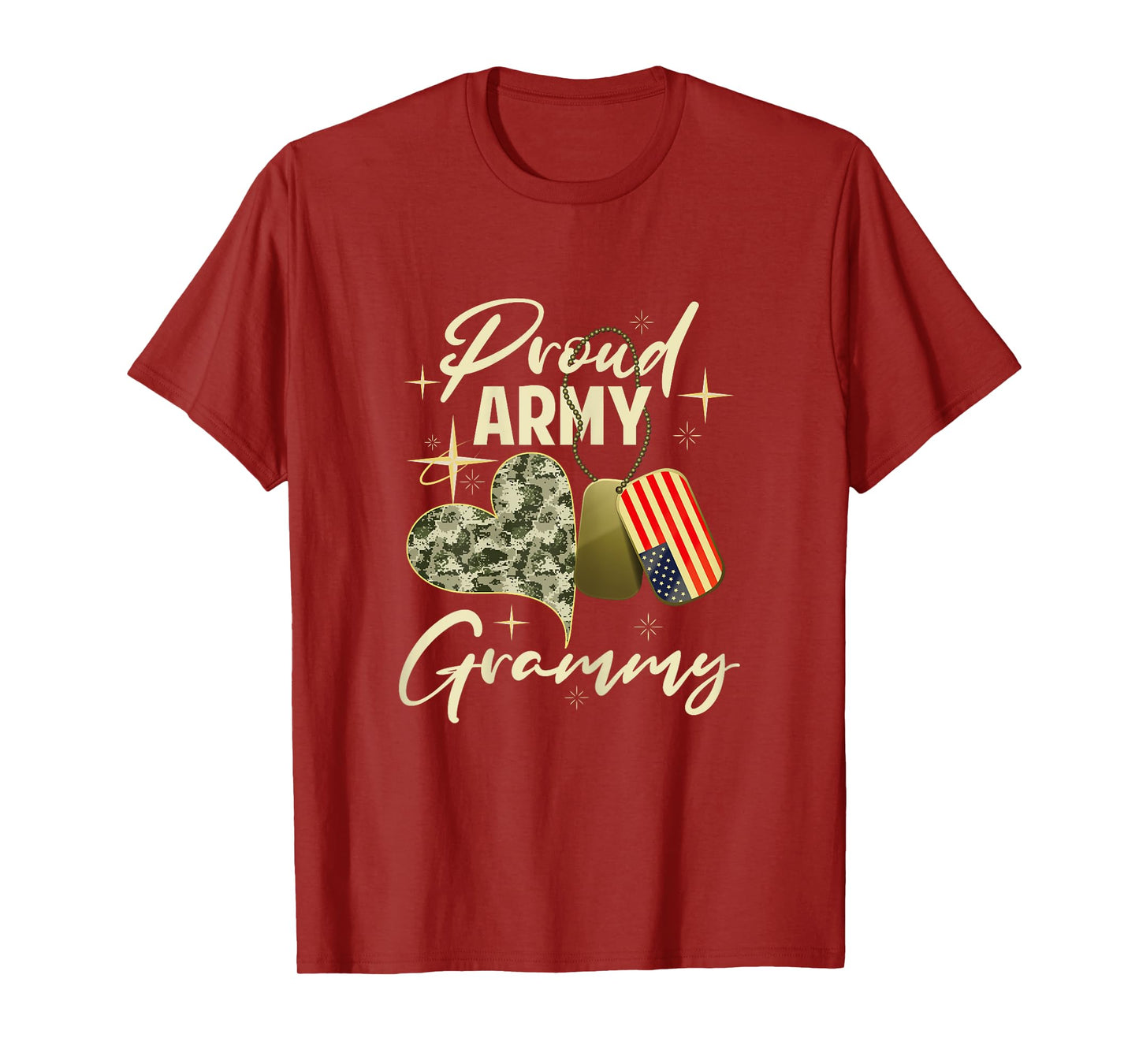 Proud Army Grammy Camouflage Mother's Day Dog Tag US Flag T-Shirt for Women
