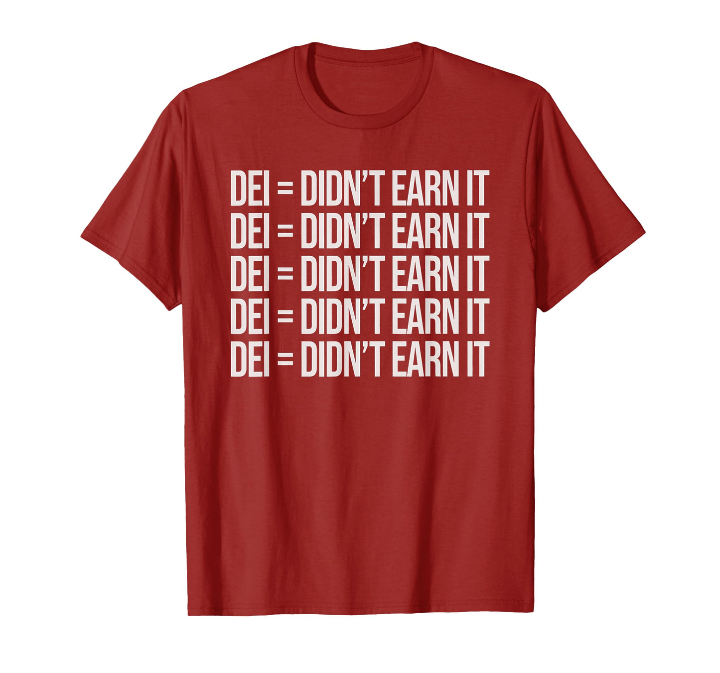 DEI Didn't Earn It Funny Quote T-Shirt, Small, Black