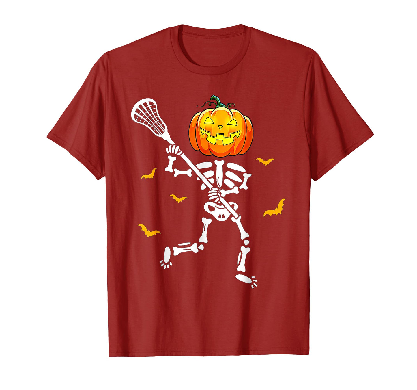 Pumpkin Skeleton Lacrosse Halloween T-Shirt