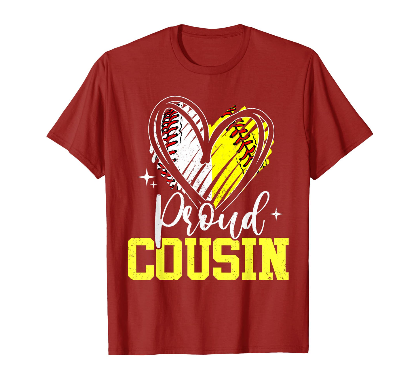 Proud Cousin Baseball Softball Heart Cousin Of Both T-Shirt