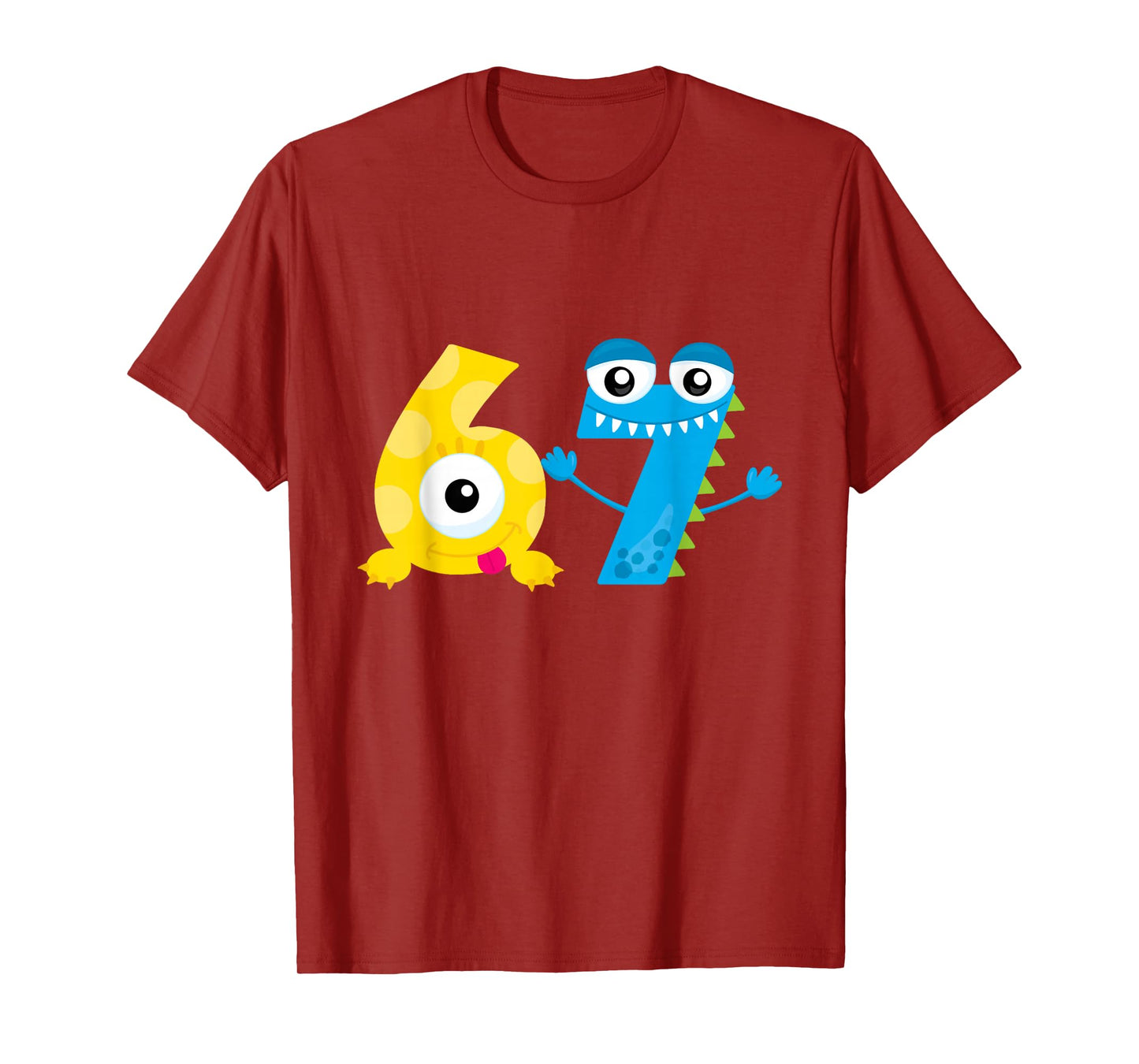 Bruh 67 Six Seven Monsters 6-7 Funny Brainrot Meme Kids Teen T-Shirt