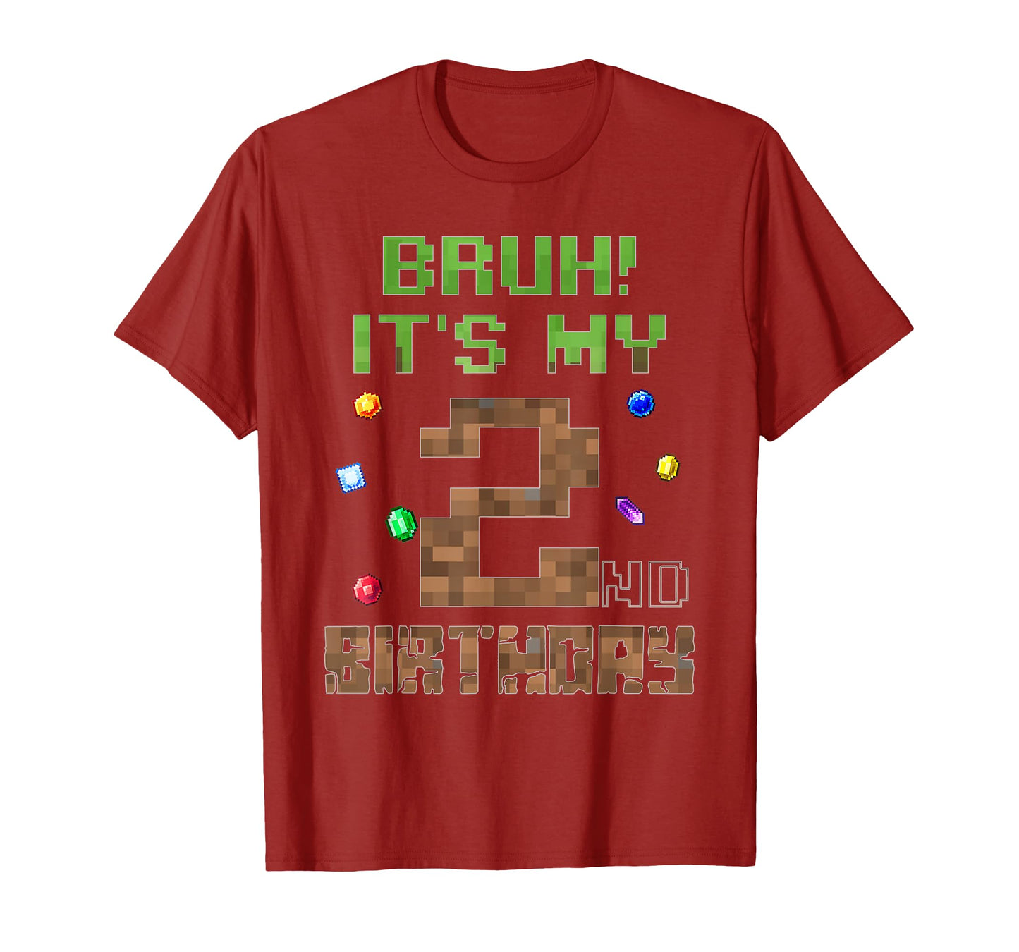 B-Day Boy Shirt Bruh It's My 2nd Birthday Video Game Pixel T-Shirt