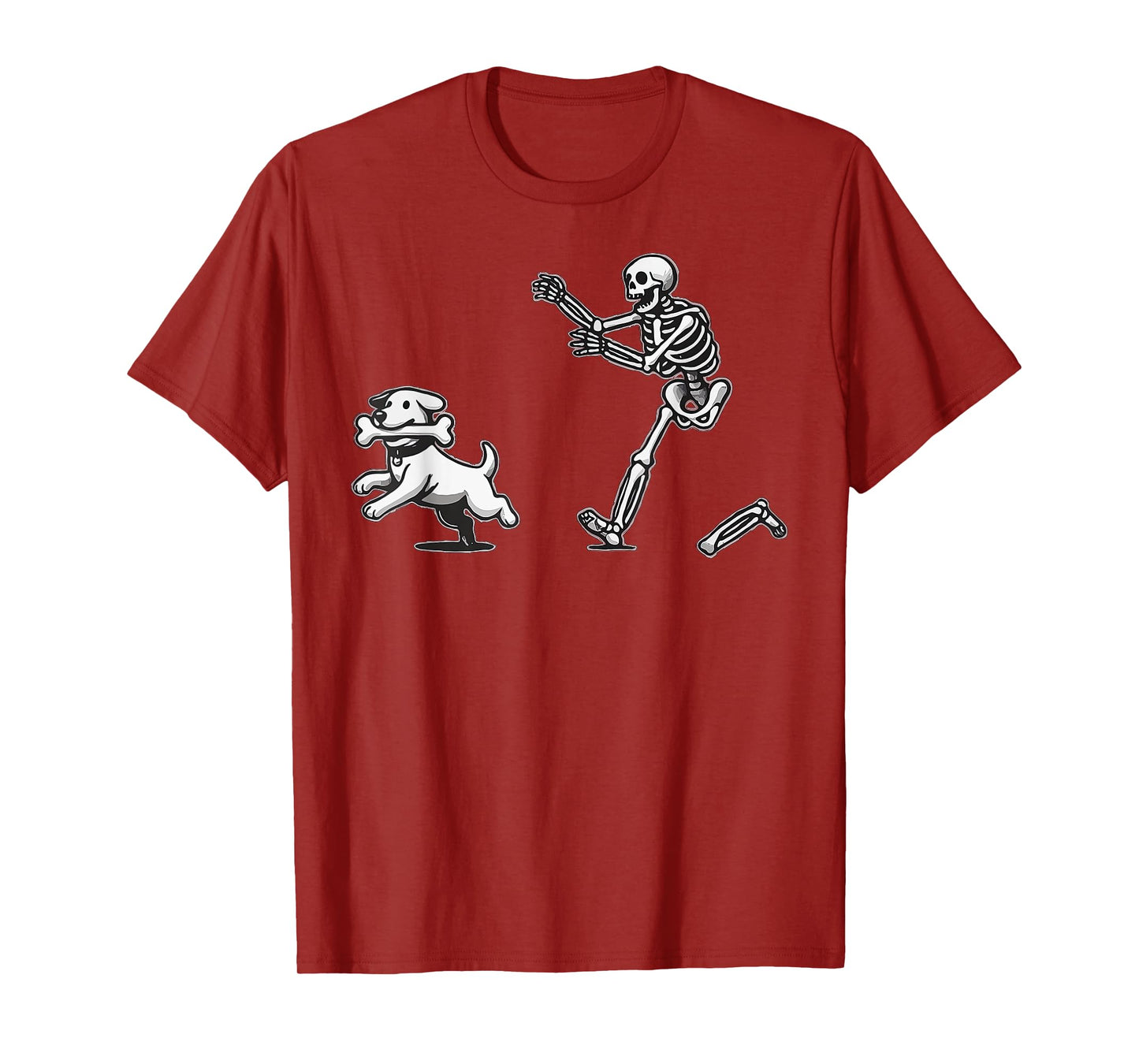 Skeleton Dog Halloween Skeleton Chasing Dog T-Shirt