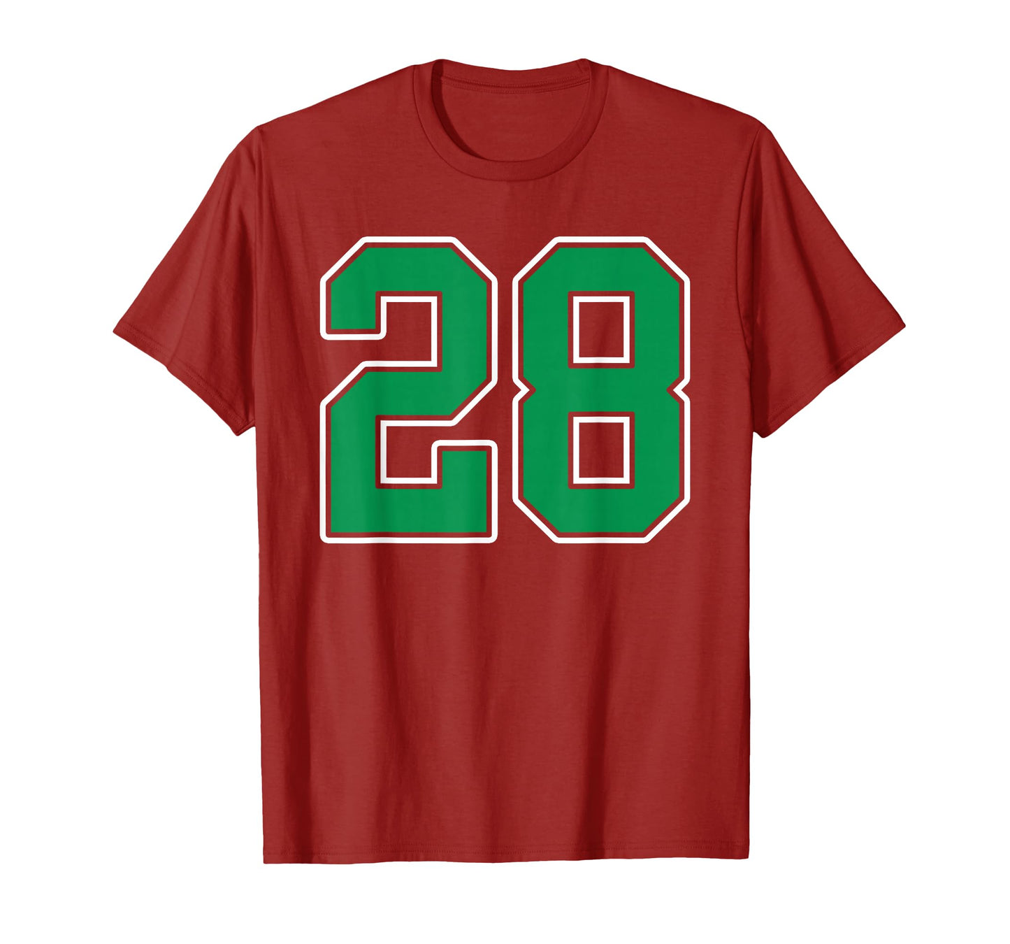 Kelly Green White Number 28 Jersey Player Uniform #28 T-Shirt