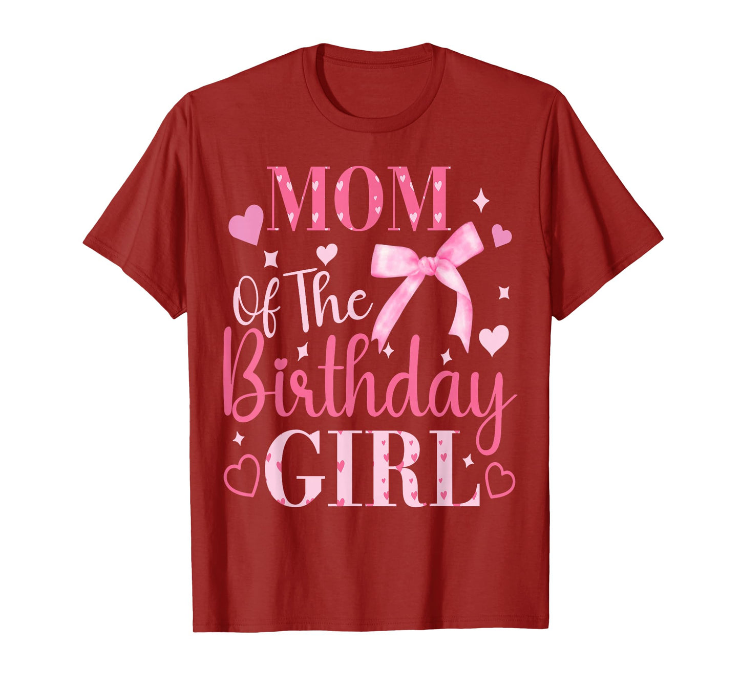 Mom of The Birthday Girl Bow Cute Pink Matching Family Party T-Shirt