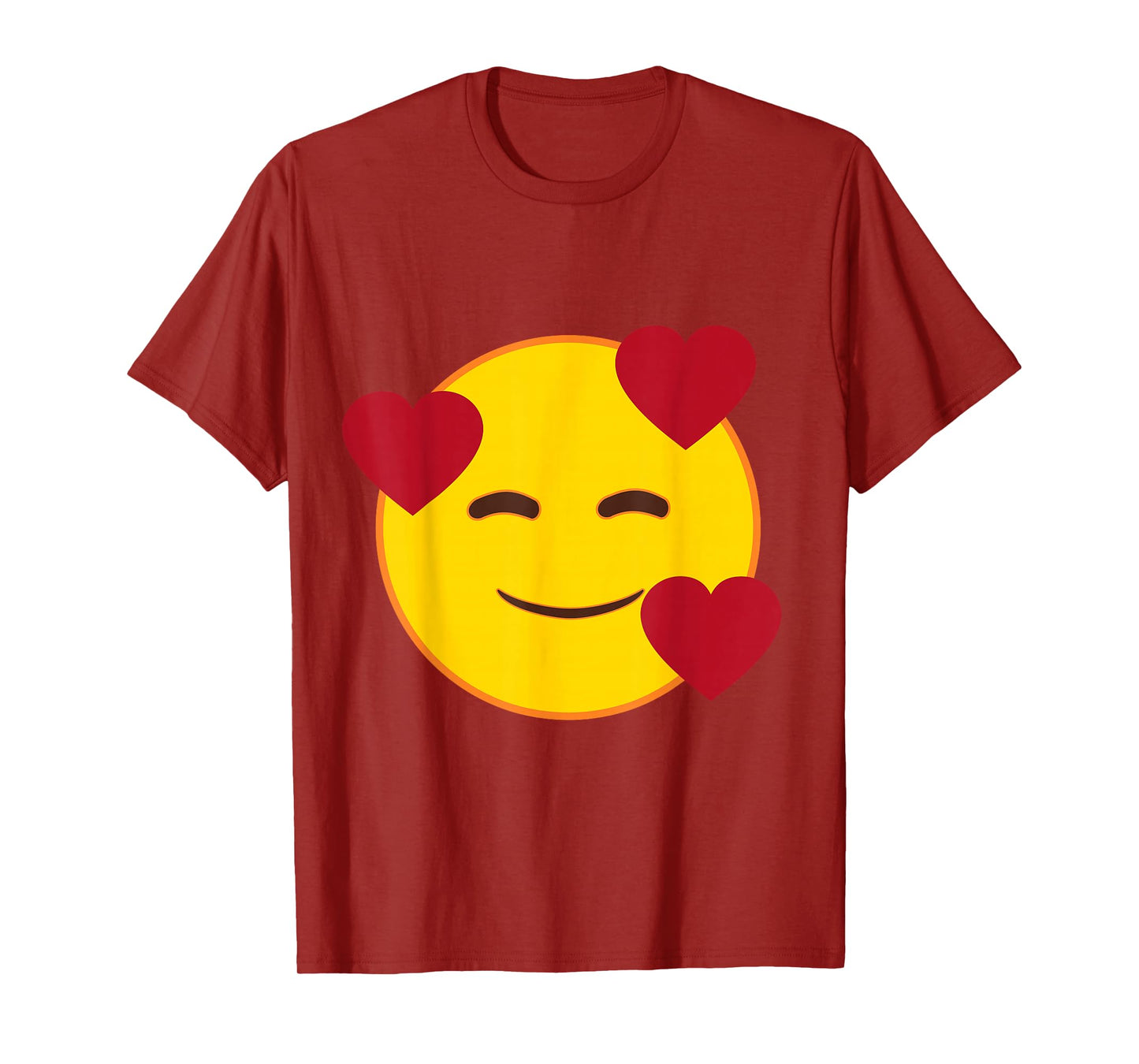 Official Emoji Floating Hearts Yellow Smile Face T-Shirt