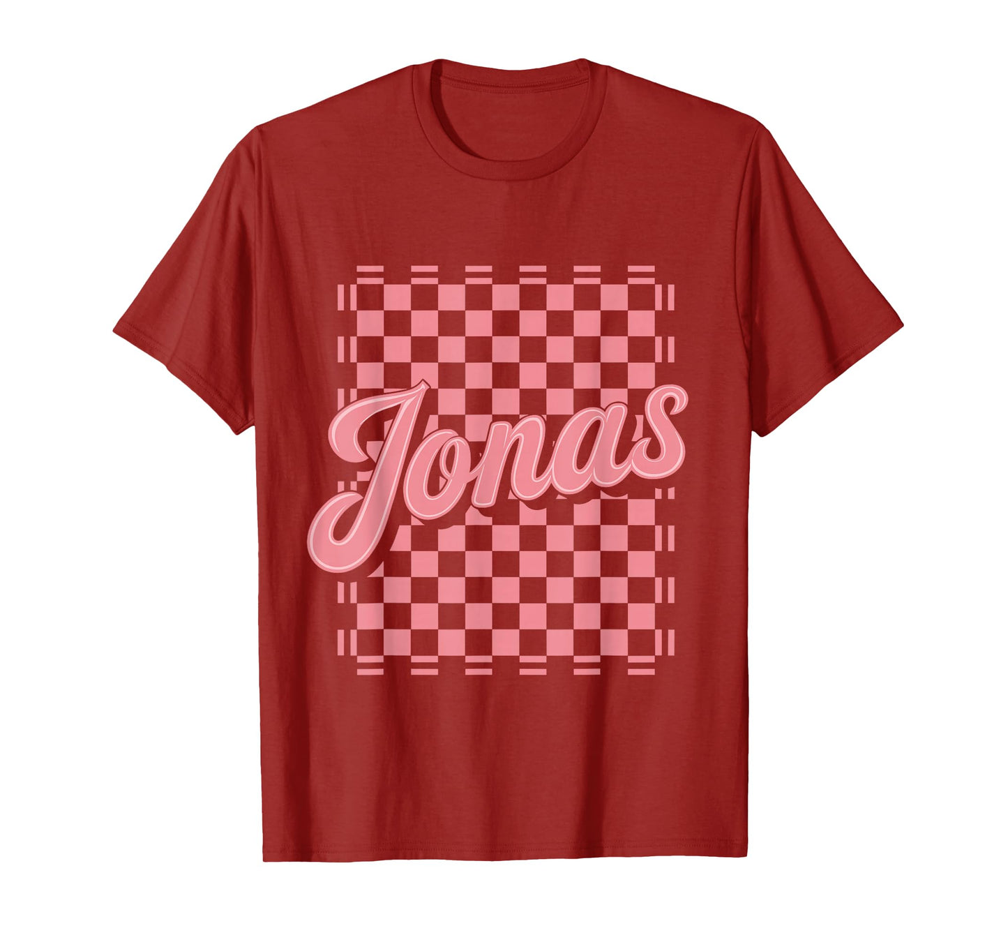 Checkered Pink Jonas Name T-Shirt