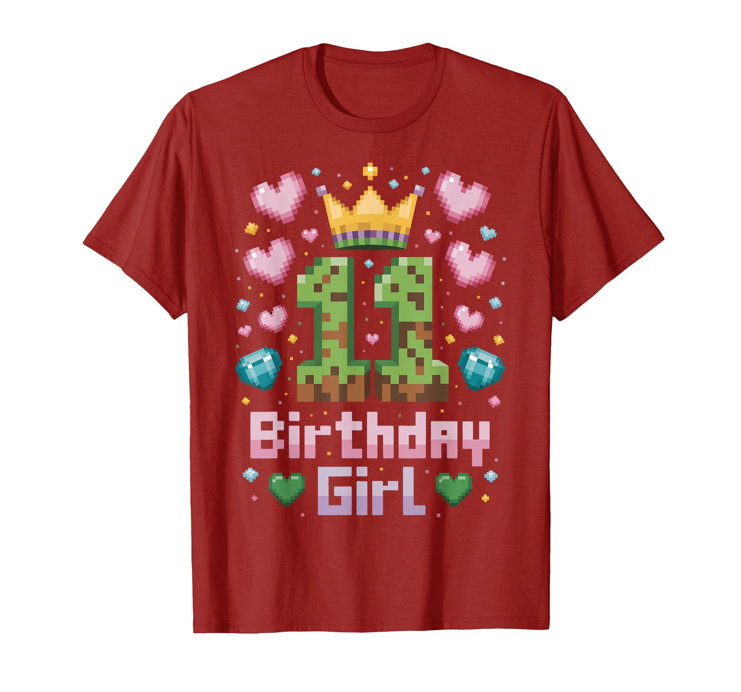 11th Birthday Girl Shirt Gaming Pixel Party 11 Year Old T-Shirt