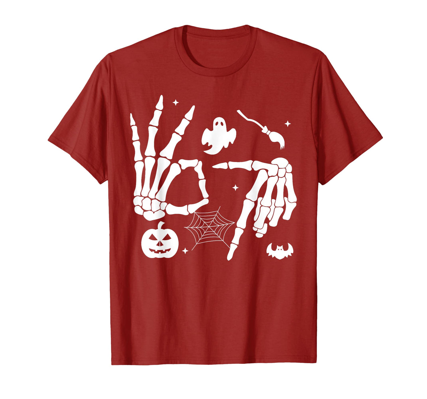 6 7 Meme Halloween Skeleton Hand Sign Six Seven T-Shirt