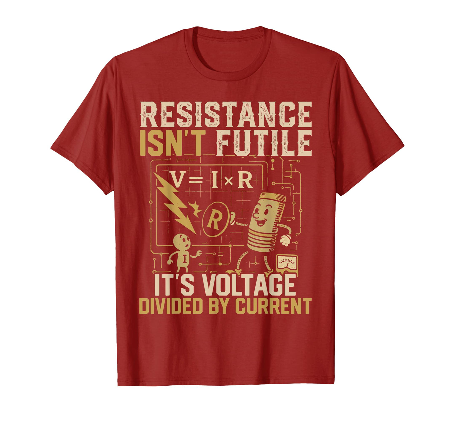 Electrician Pun Vintage Retro Resistance Isn't Futile It's T-Shirt