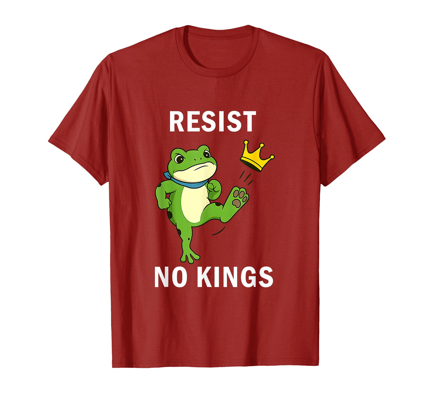 Resist No Kings Frog Kicking Crown Democracy T-Shirt