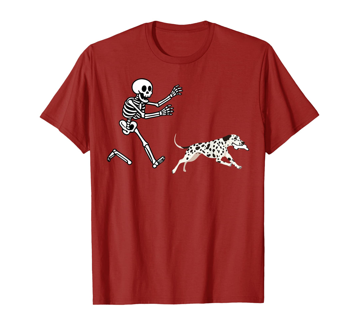 Funny Dalmatian Running Skeleton Halloween T-Shirt