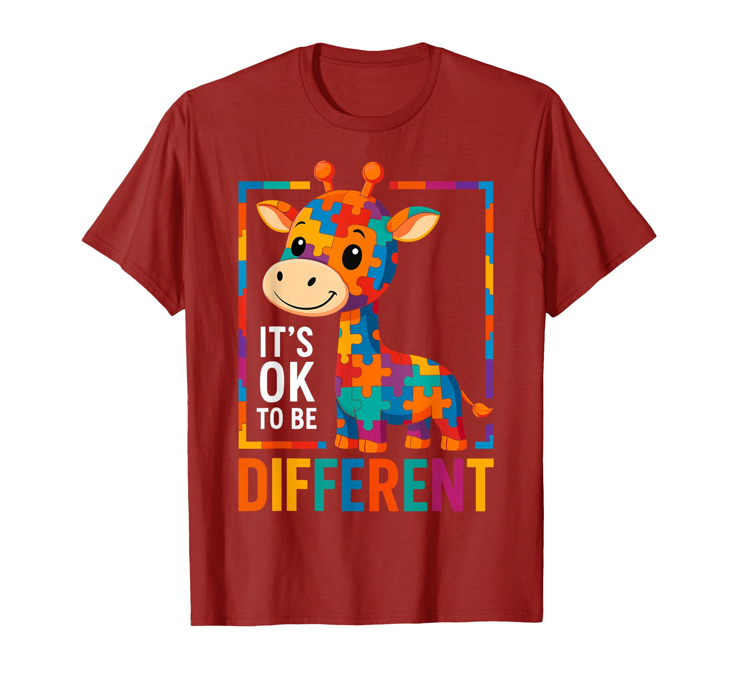 Autism Awareness Giraffe Its Ok To Be Different T-Shirt