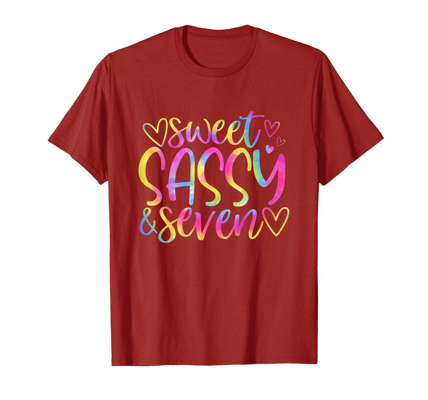 7th Birthday Sweet Sassy and Seven Girls 7 Years Old Tie Dye T-Shirt