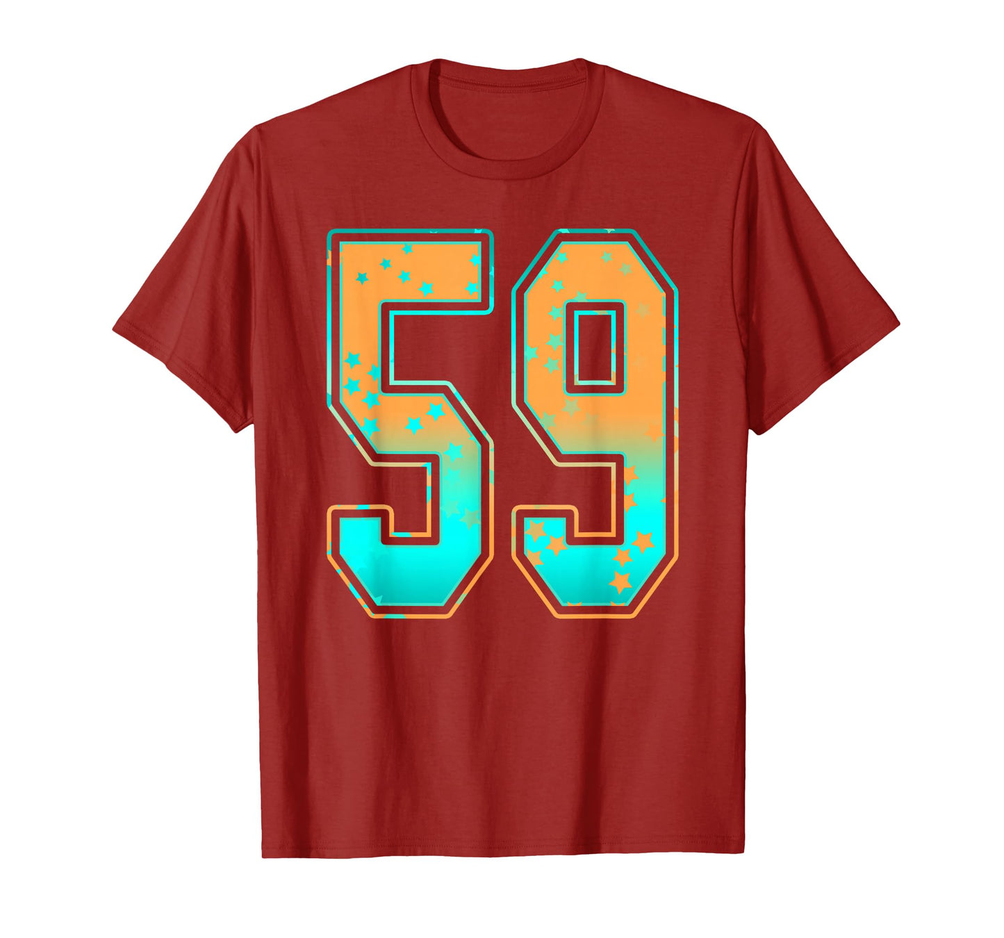 Mint Green Teal Orange Number 59 Jersey Player Uniform #59 T-Shirt