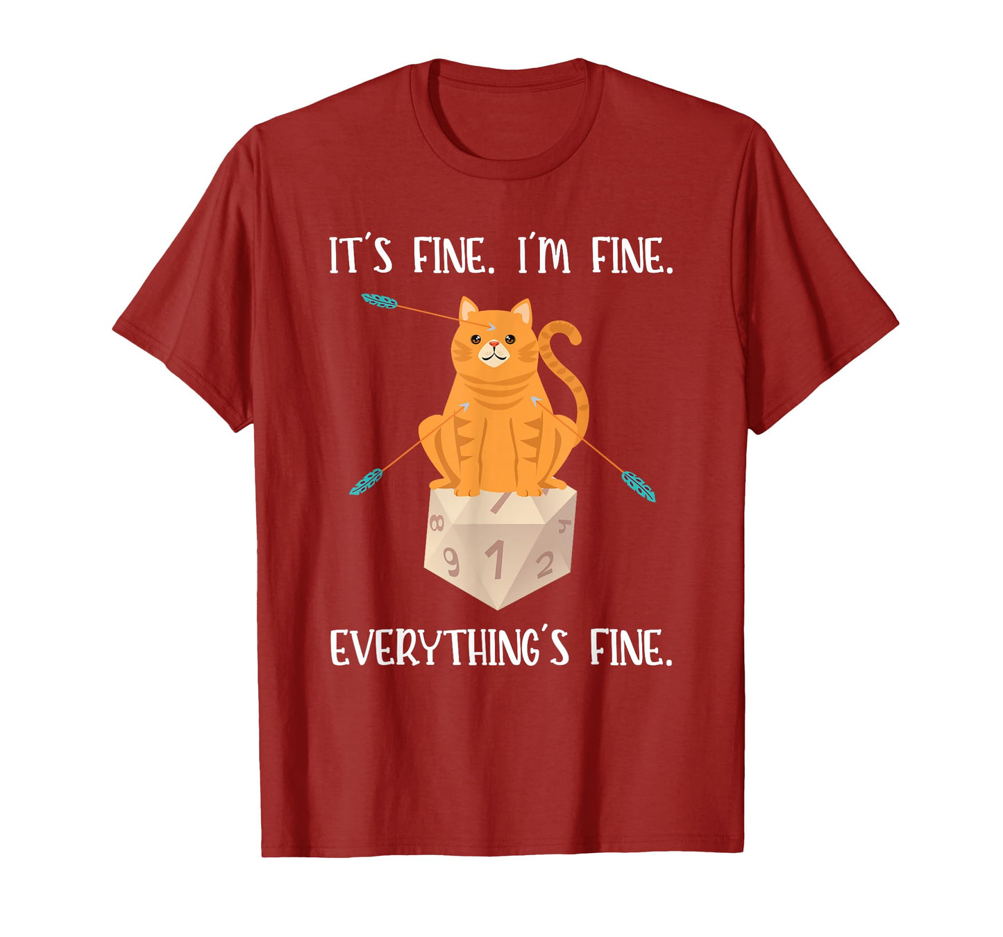 It's Fine RPG Gamer Cat D20 Dice Geek T-Shirt