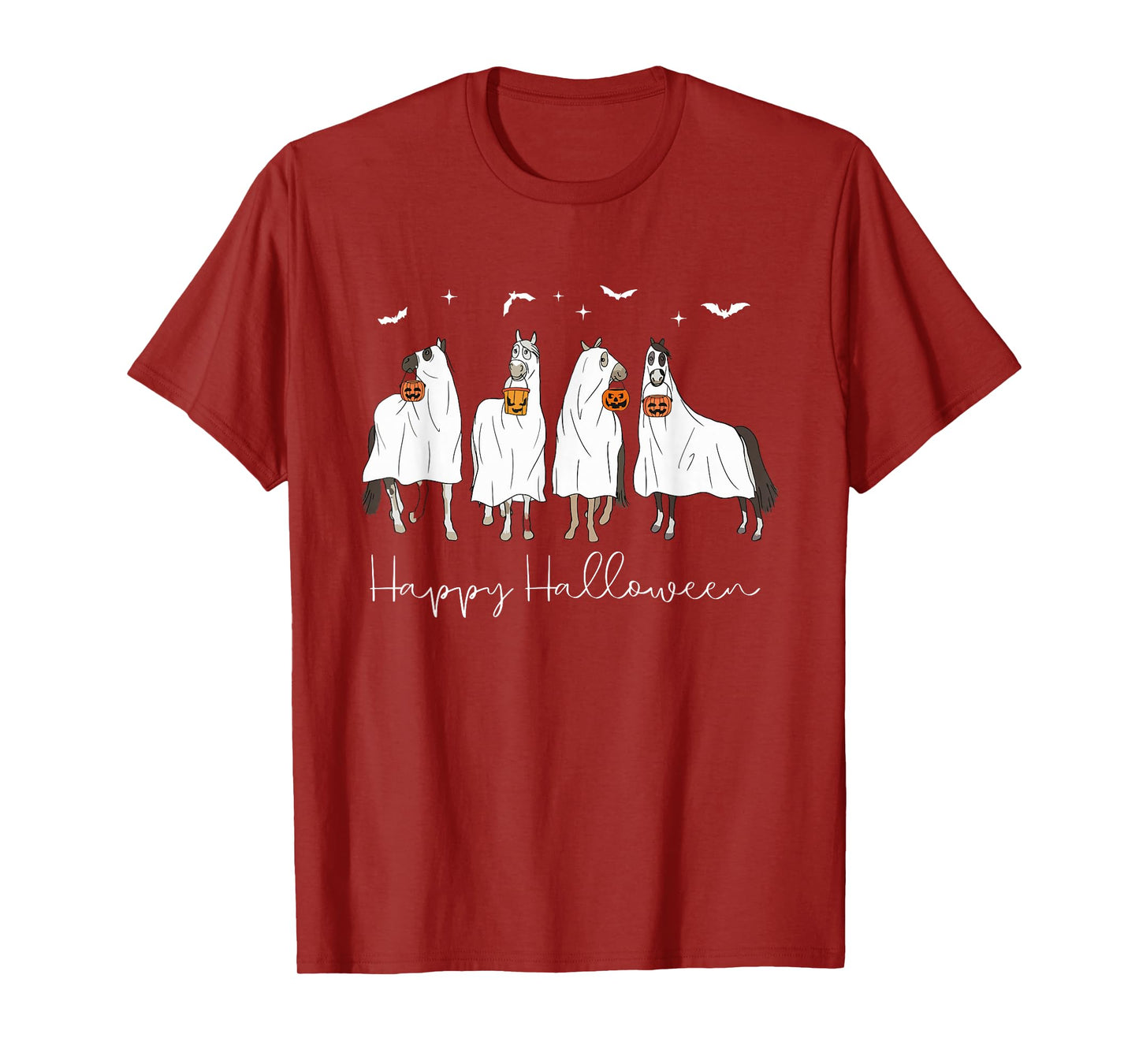 Happy Halloween Horse Ghost Spooky Season Horse Lover Womens T-Shirt
