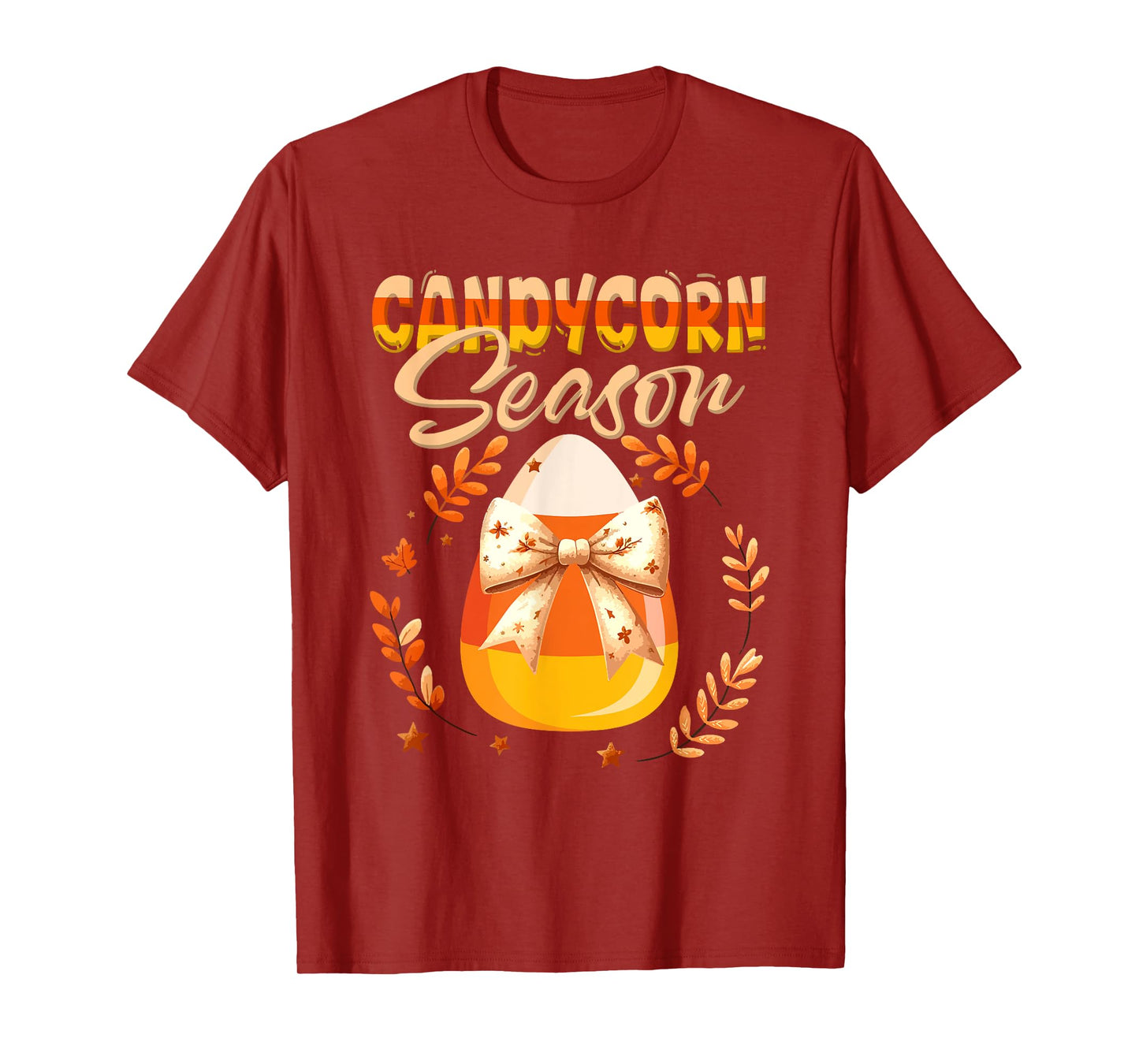 Candy Corn Season Halloween Candy Corn Bow Tie Floral Lover T-Shirt