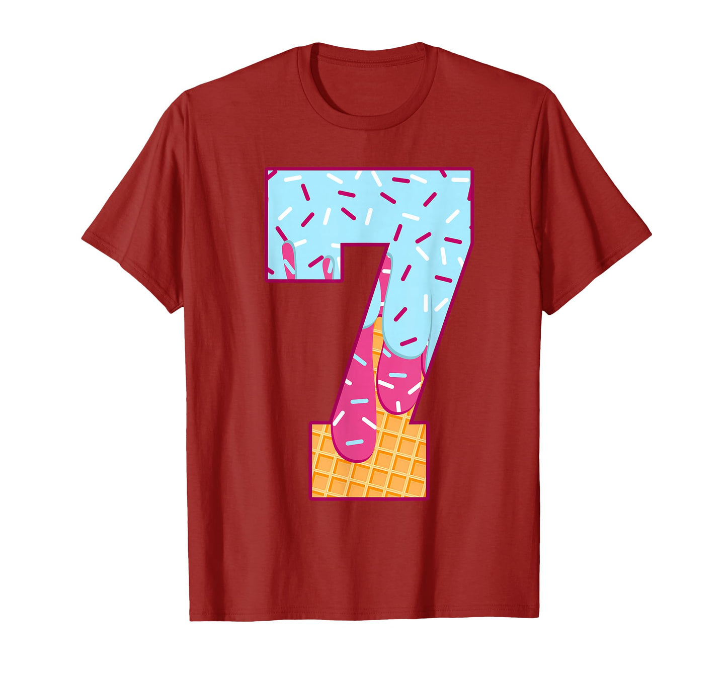 Number 7 Ice Cream Drip Matching Numbers Costume Meme T-Shirt