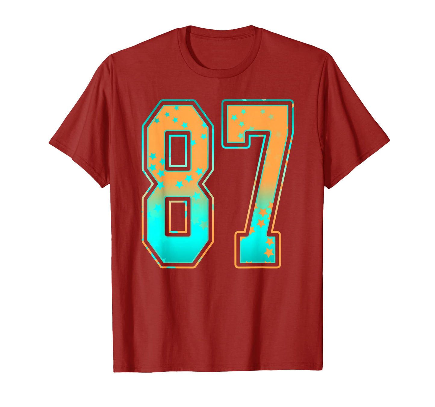 Mint Green Teal Orange Number 87 Jersey Player Uniform #87 T-Shirt